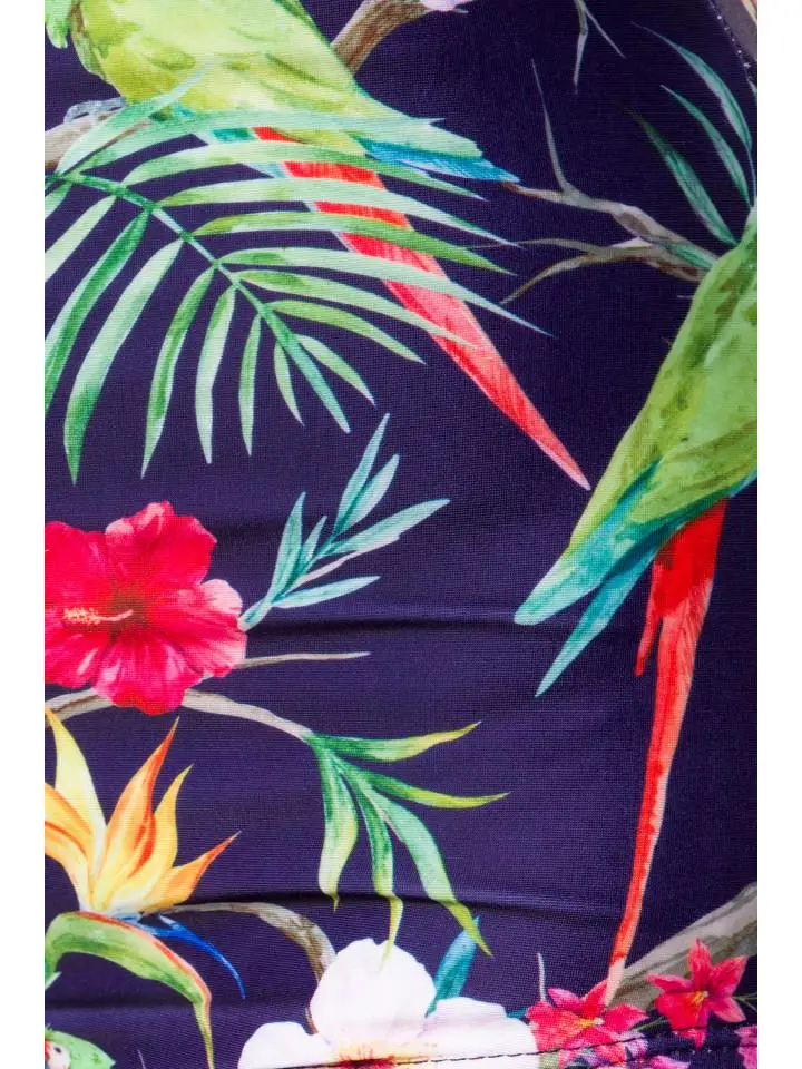 Retro Tropical Bikini Bottoms - Dark Blue