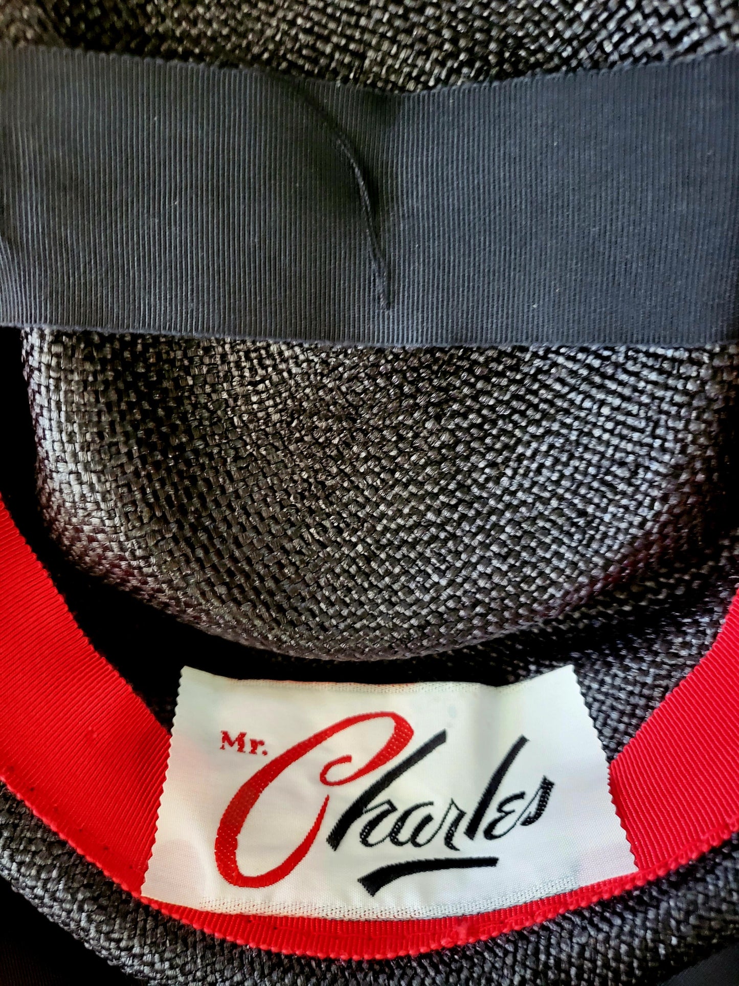 HAT86 - Vintage 1950's "Mr. Charles" Black Woven Topper with Bow