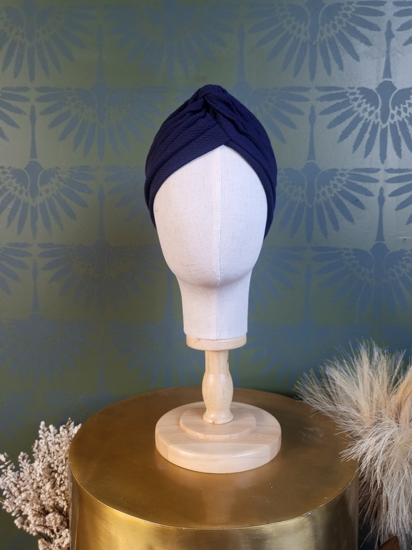 HAT68 - Woven Turban- Navy