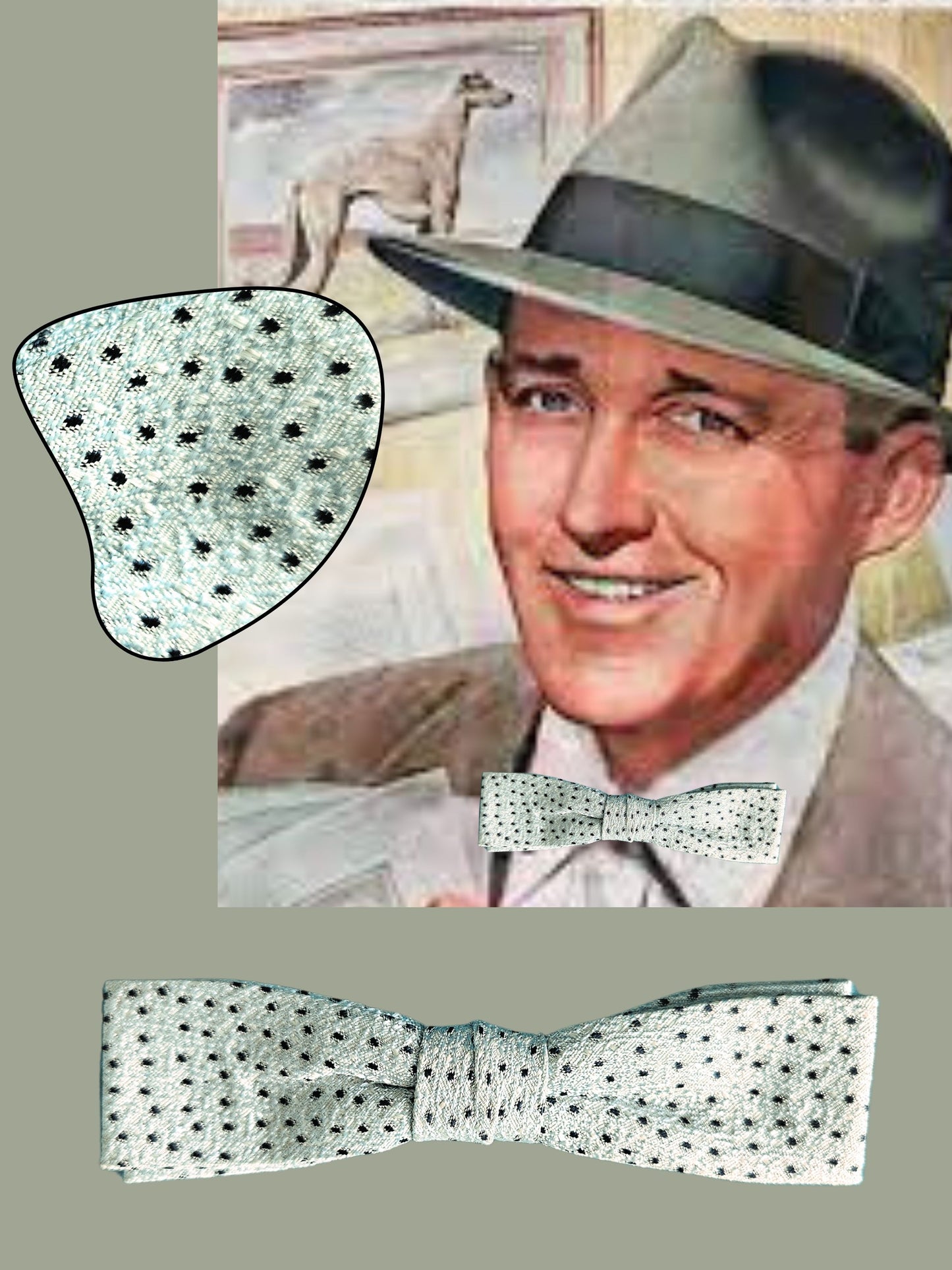 Style S082 - Vintage Pale Mint Polka Dot Bow Tie