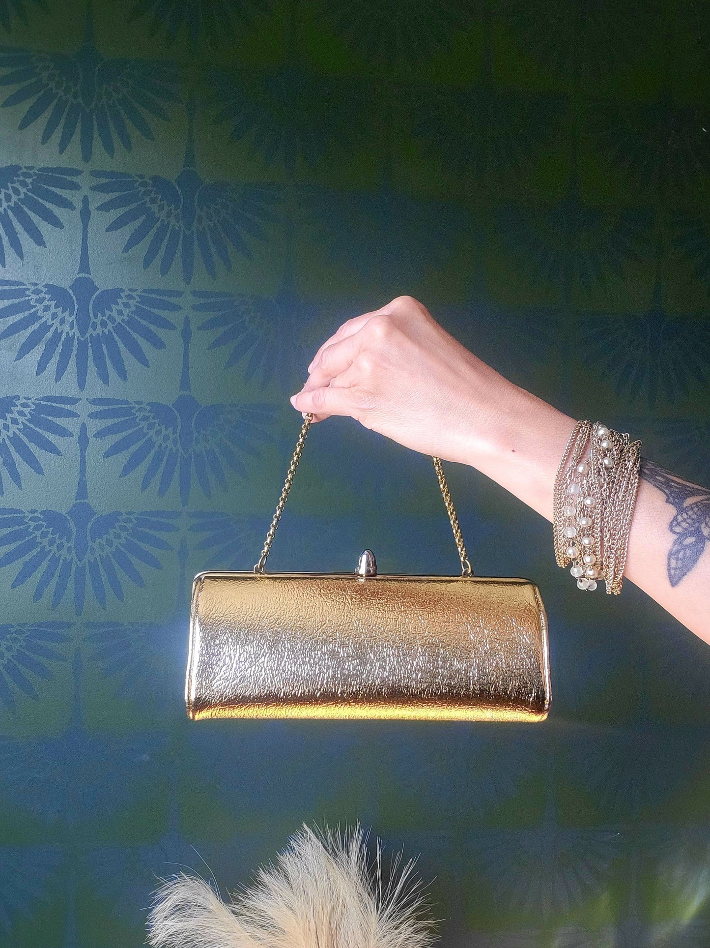 Vintage Golden Barrell Clutch