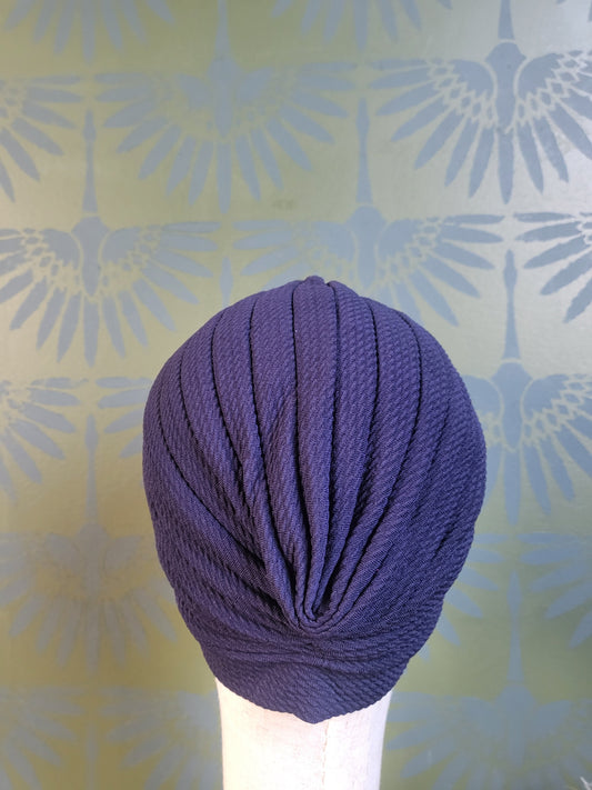 HAT68 - Woven Turban- Navy