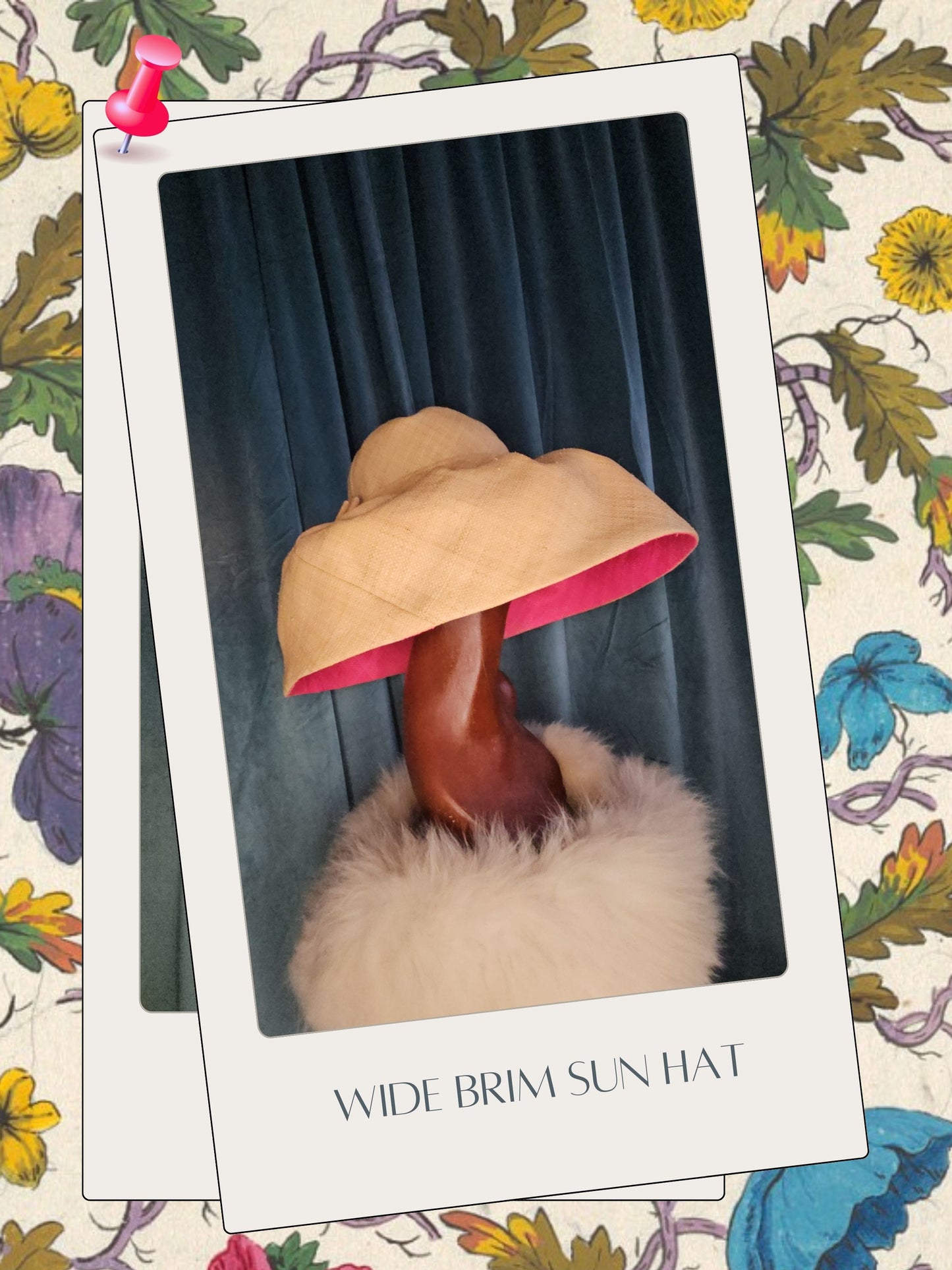 Pink & Tan Wide Brim Sun Hat