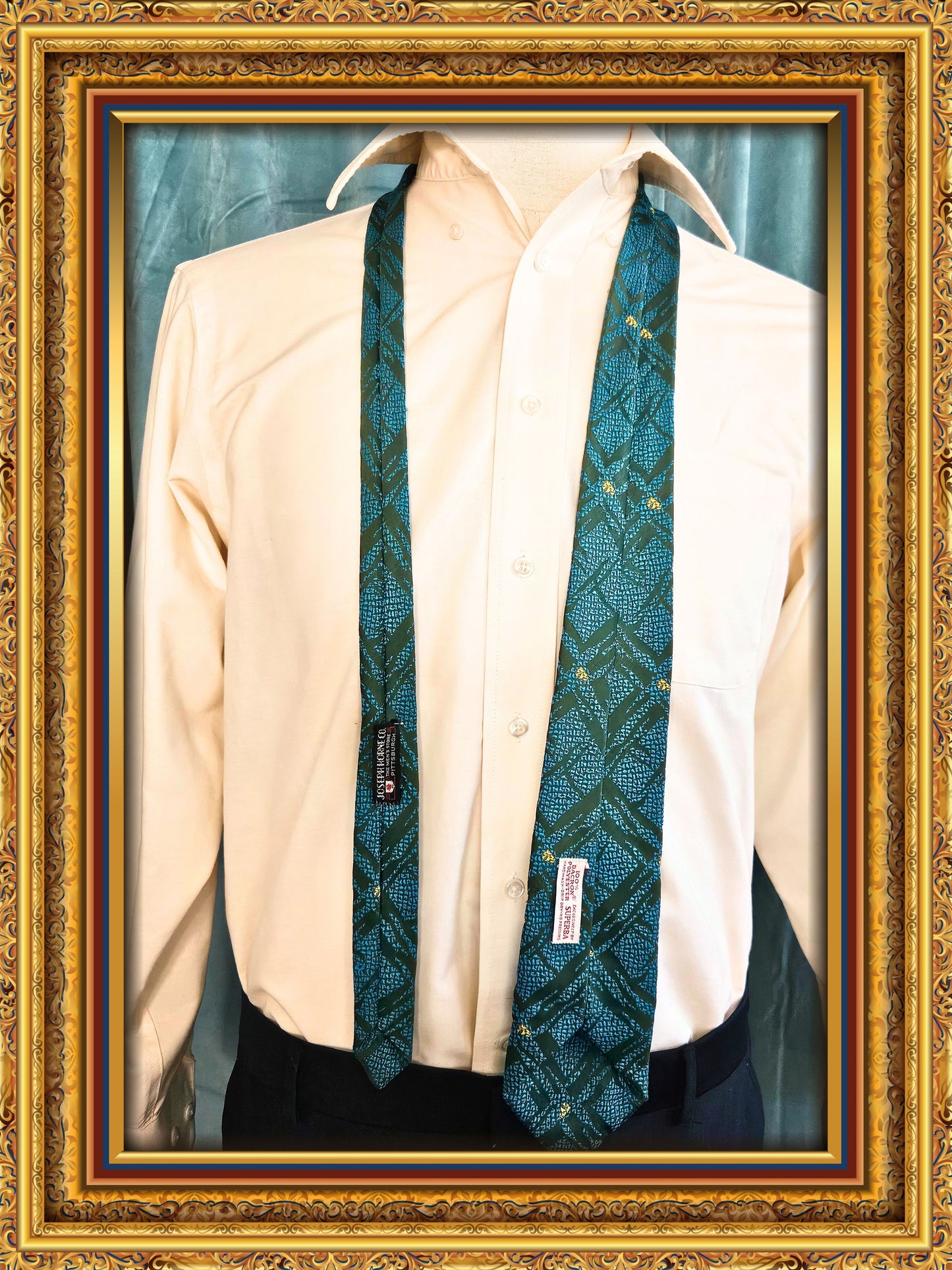 Style 3020 - Vintage Teal & Green Tiki Palm Tie