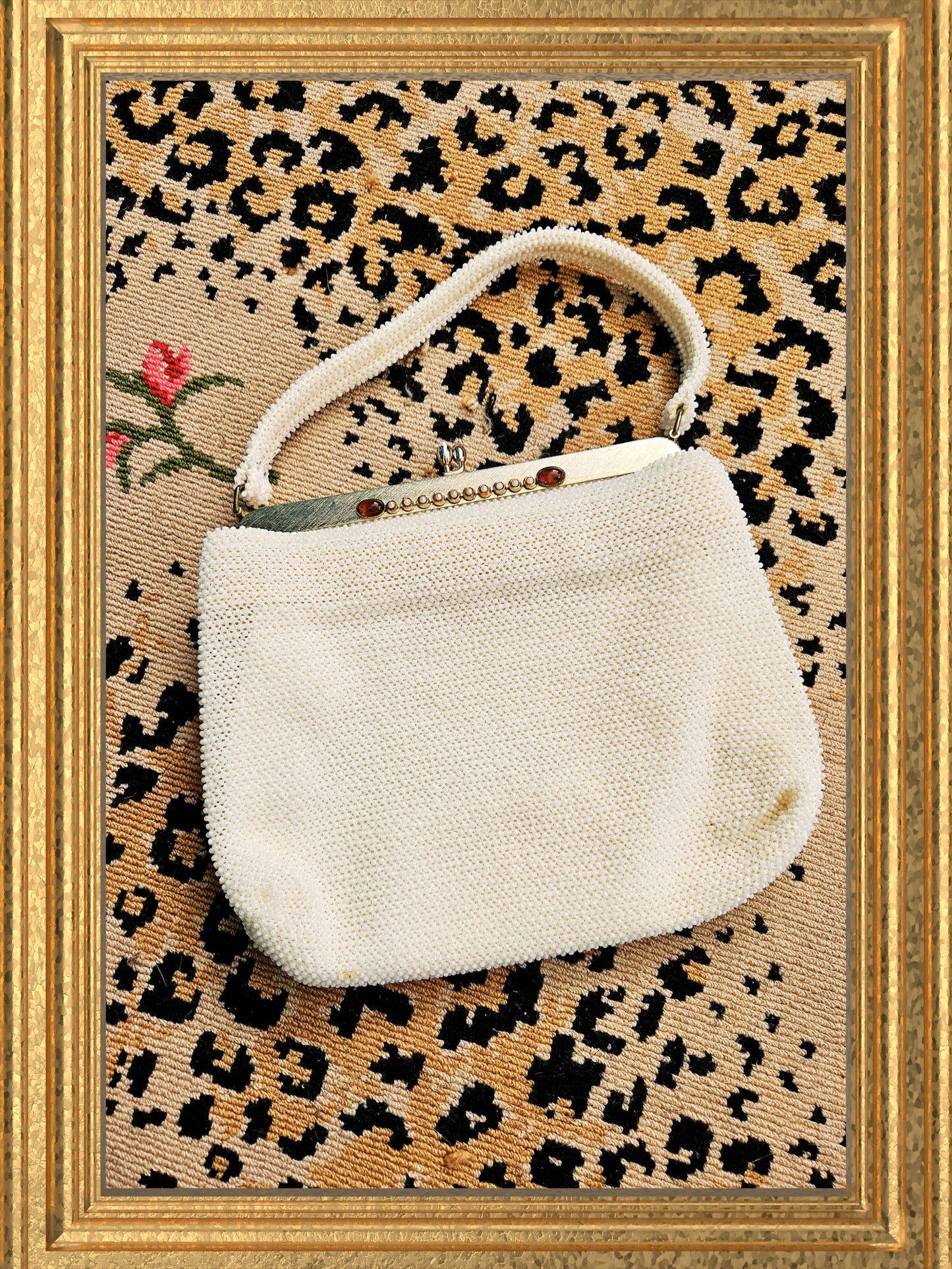 Style 2080 - Vintage Ivory Petite Bead Handbag