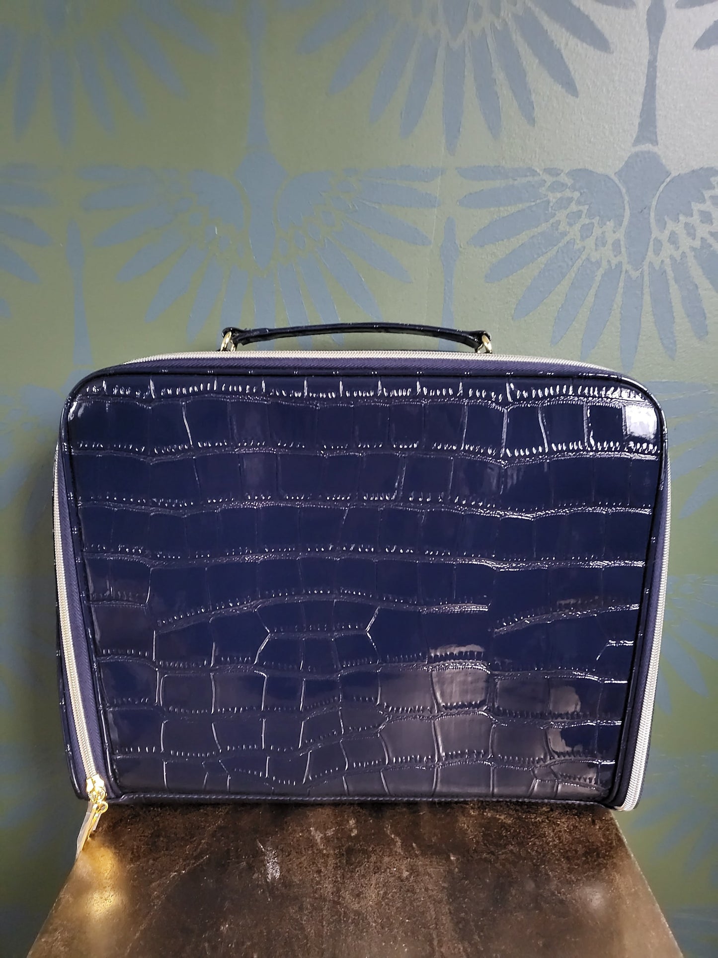 Faux Alligator Este Lauder Travel Case- Navy