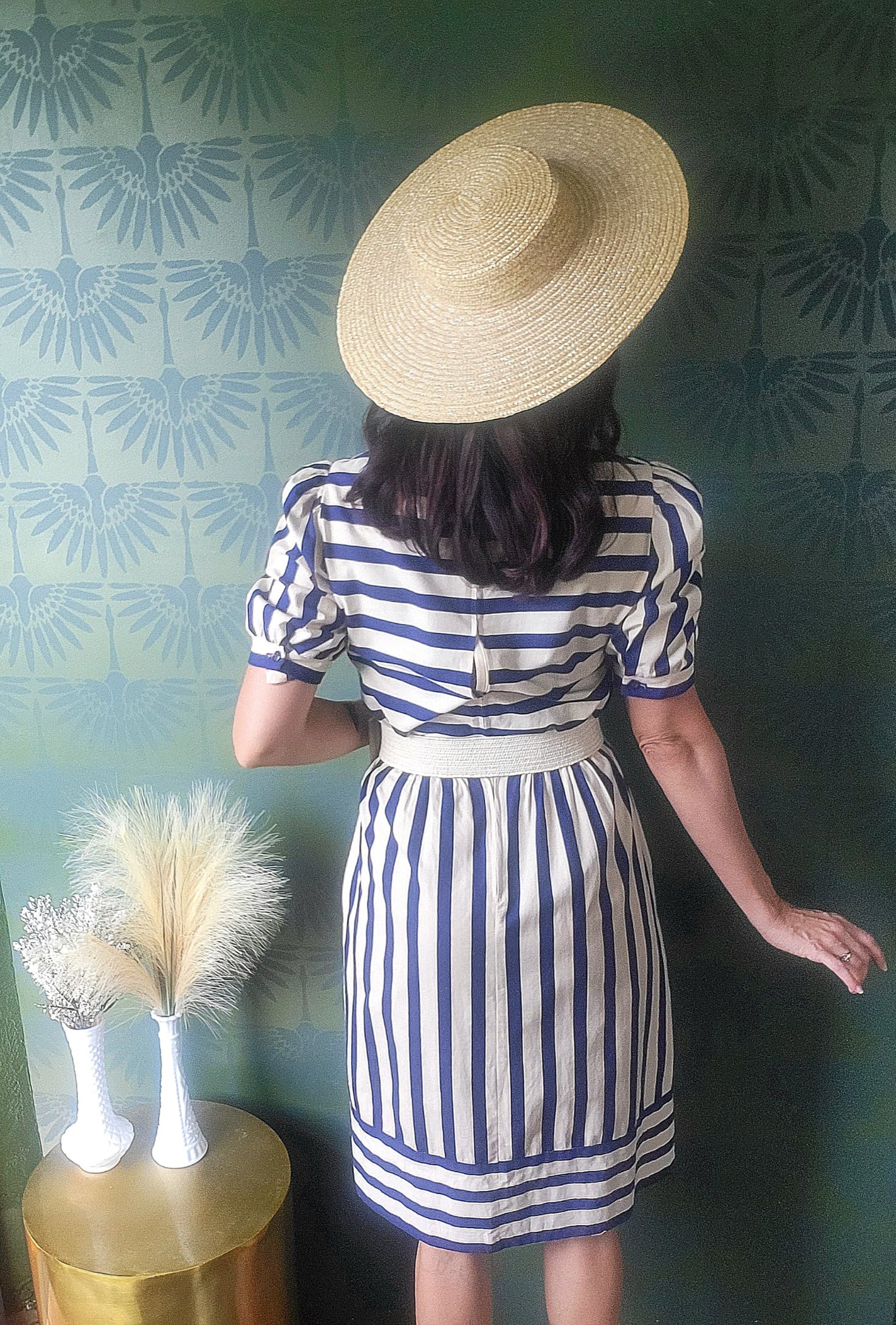 SOLD - Vintage 1980's "Warren Petites" A-Line Striped Dress