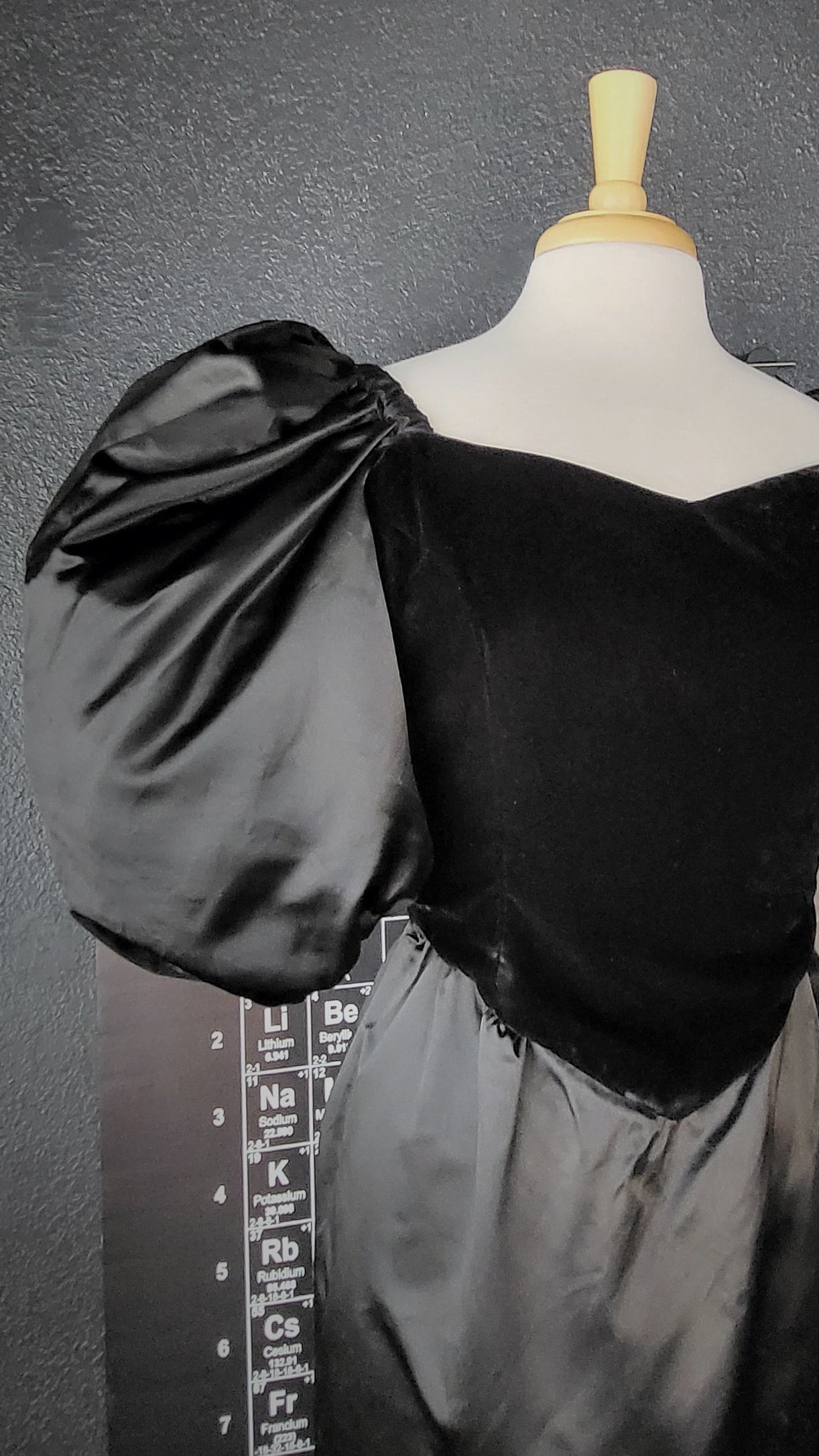 STYLE 1018 - Vintage 1980's Black Velvet and Satin Evening Gown