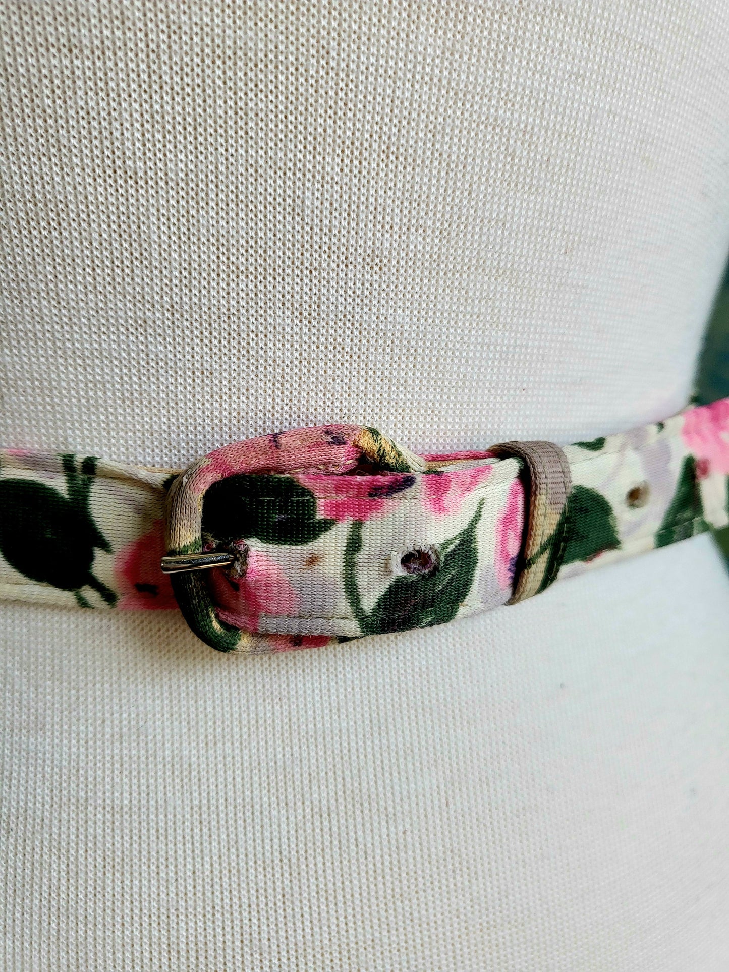 Vintage Lane Bryant "Dura Bac" Pink and Green Floral Belt