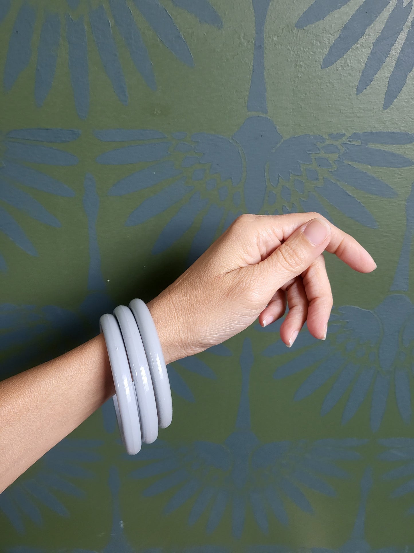 Vintage Gray Plastic Bangles (Set 3)