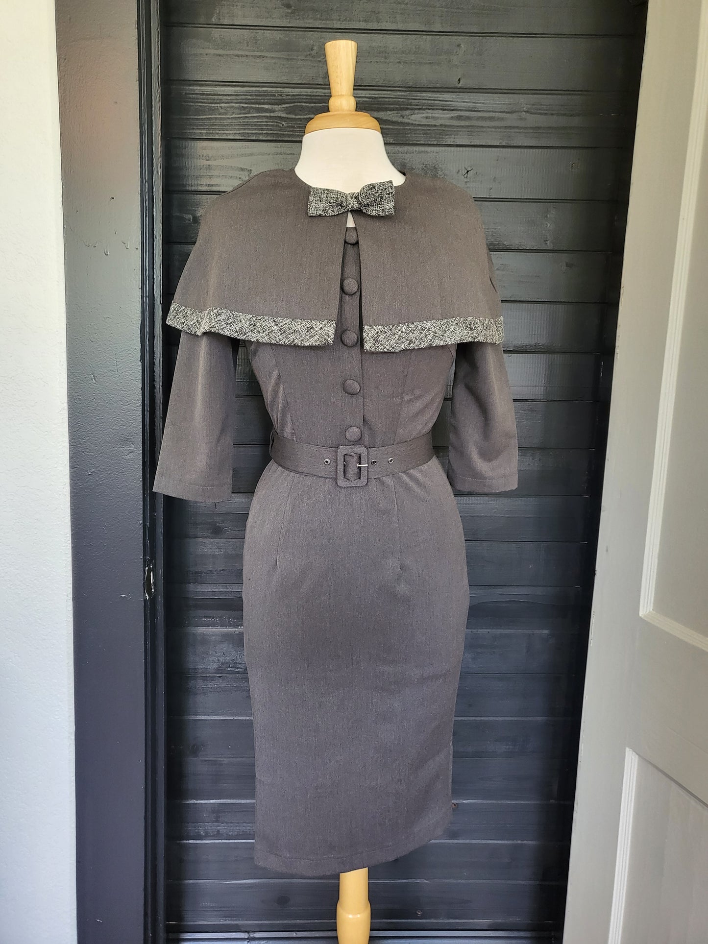 Derby - 1950s Style Pencil Dress with Matching Capelette