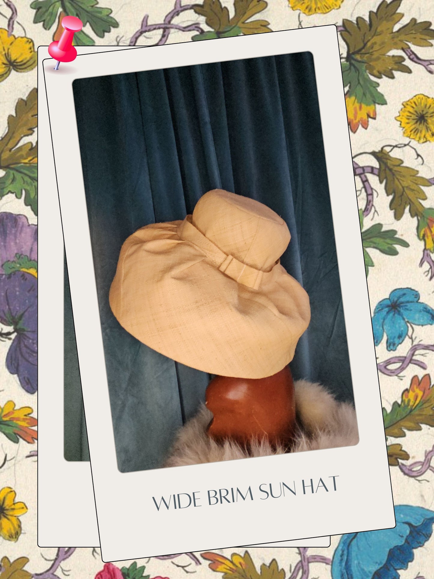 Pink & Tan Wide Brim Sun Hat