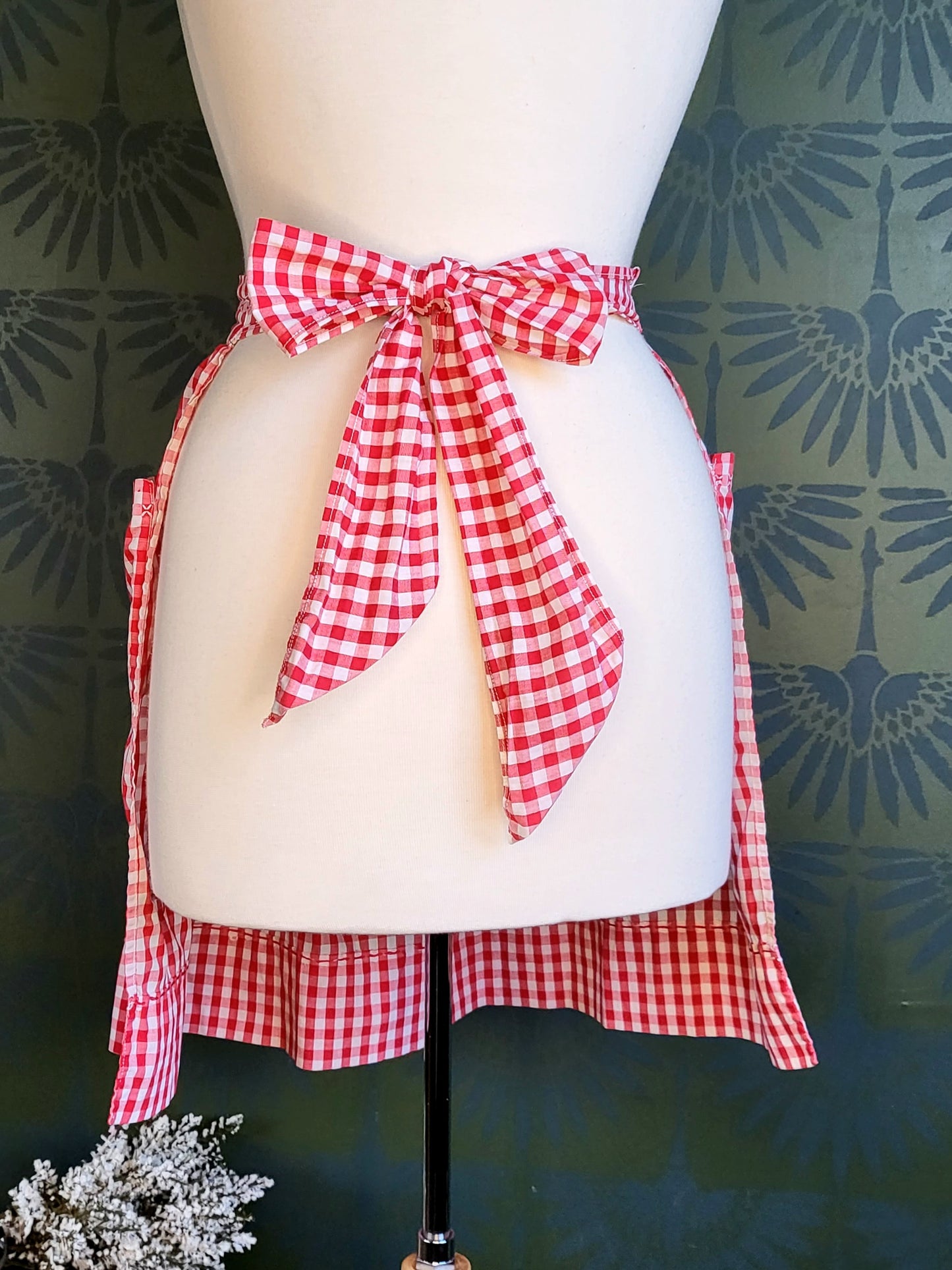 Apron 02 - Vintage Red Gingham Half Apron