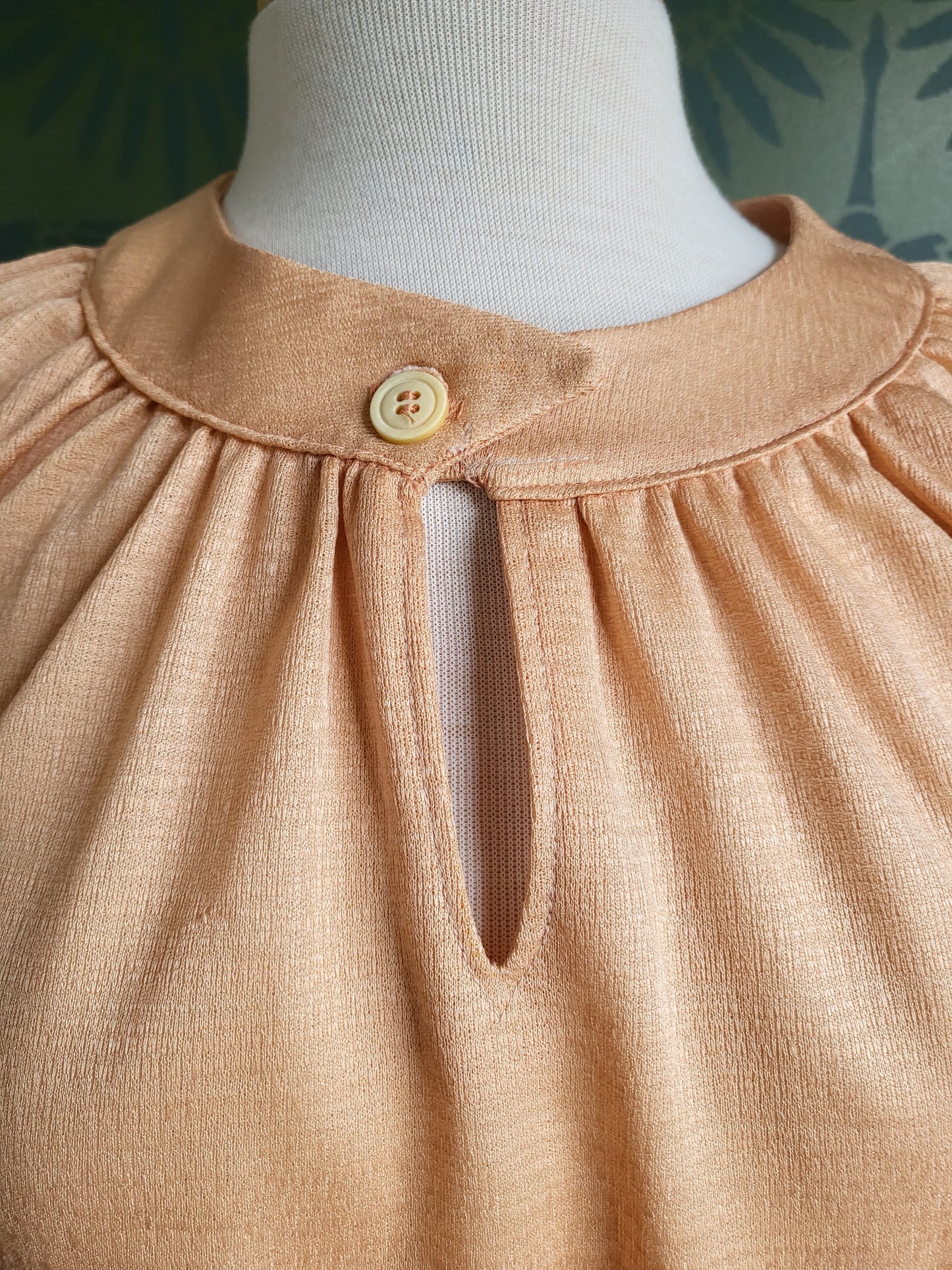 SOLD - Vintage 1970's Peach Blouse with Tie Belt