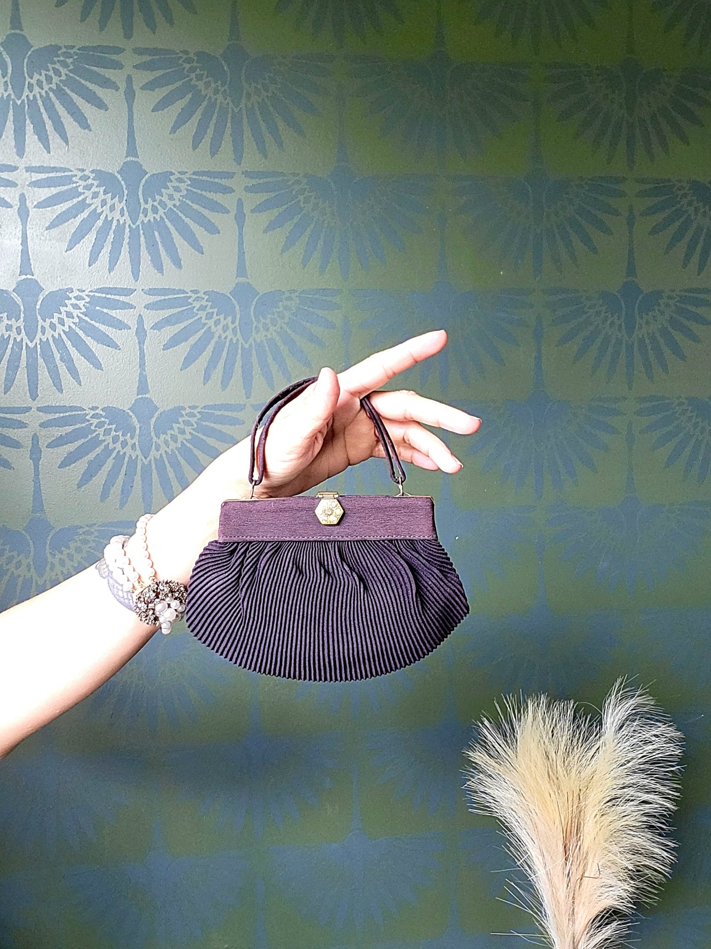 Vintage 1940's Silk Crepe Deco Evening bag