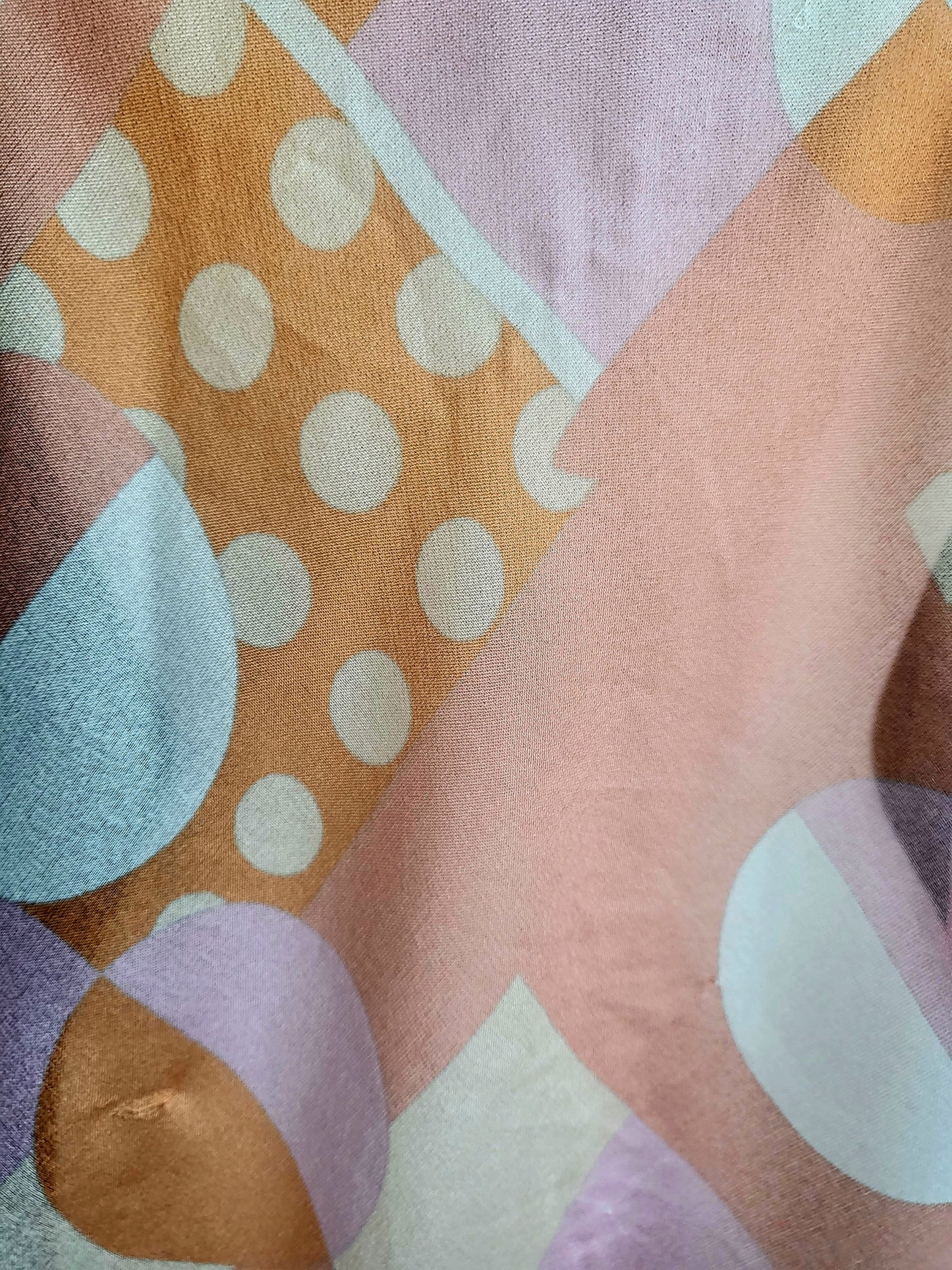 SOLD - Vintage Abstract Dot Square Scarf - Pink & Peach