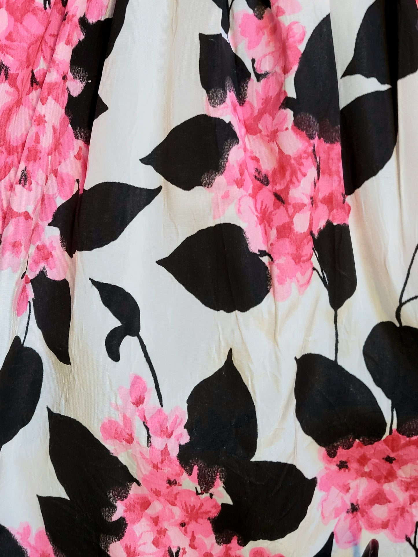 Apron 06 - Vintage Black, White & Pink Floral Half Apron