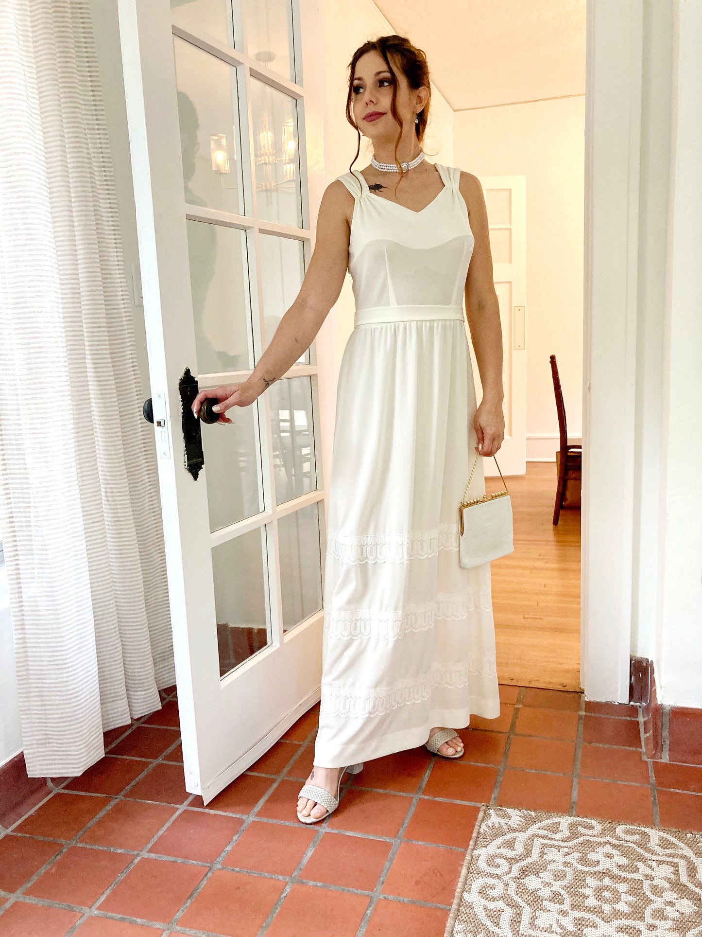 STYLE 1009 - Vintage 1970's Vicky Vaughn Ivory Column Wedding Dress