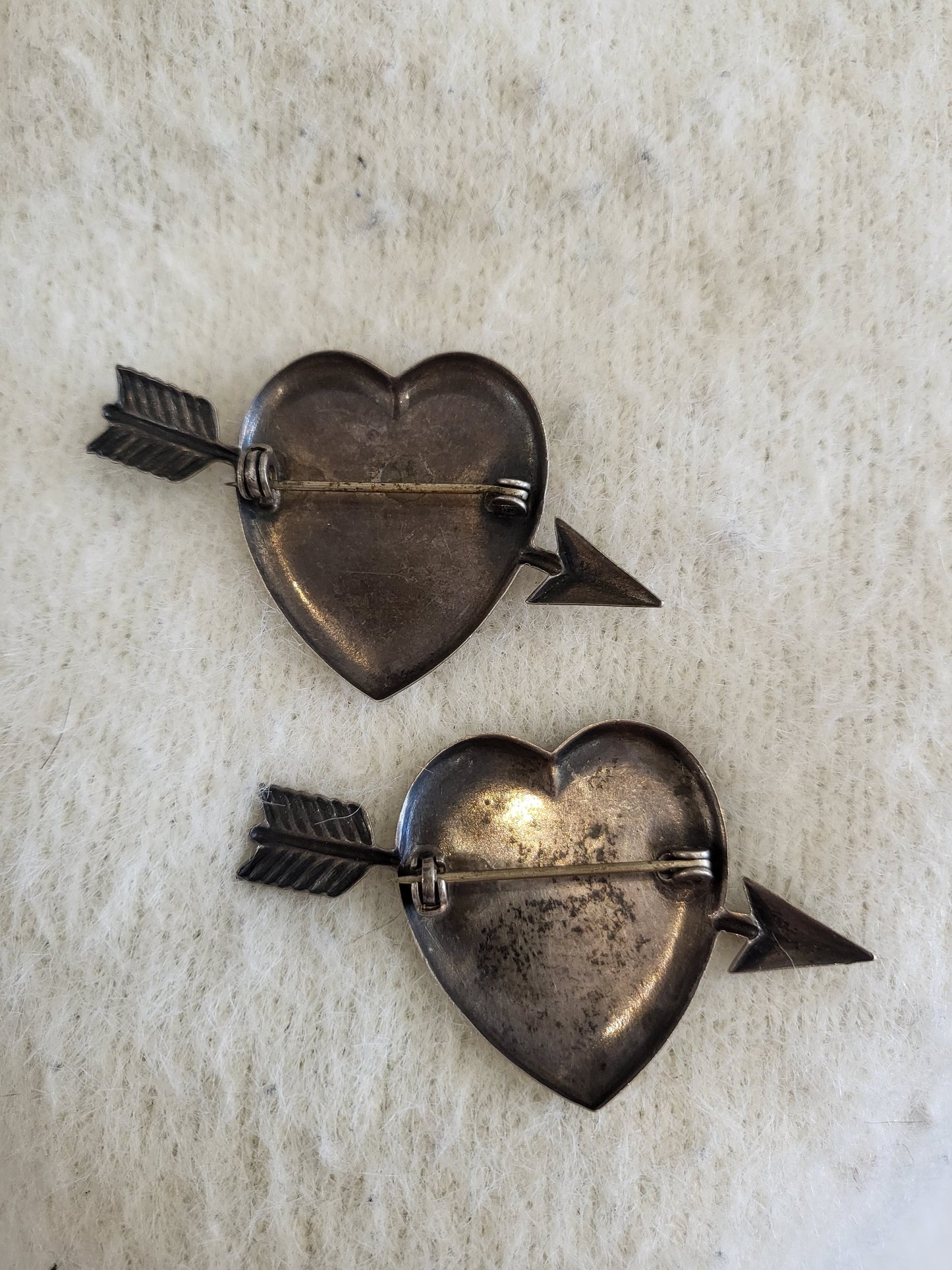 Vintage Arrow Through The Heart Brooch Set (Set of 2)