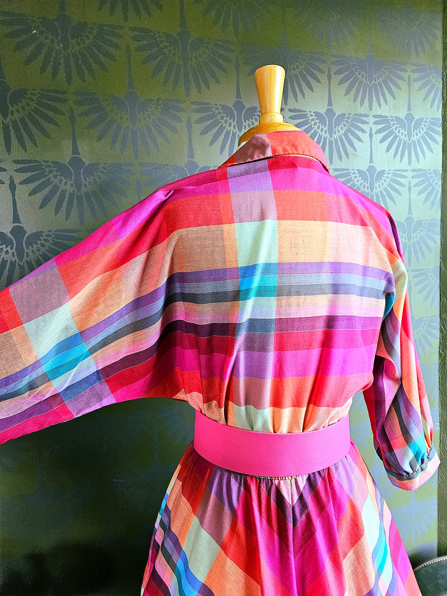 SOLD - Vintage 1980's "j. ellis" 1950's Style Rainbow Shirtwaist Dress