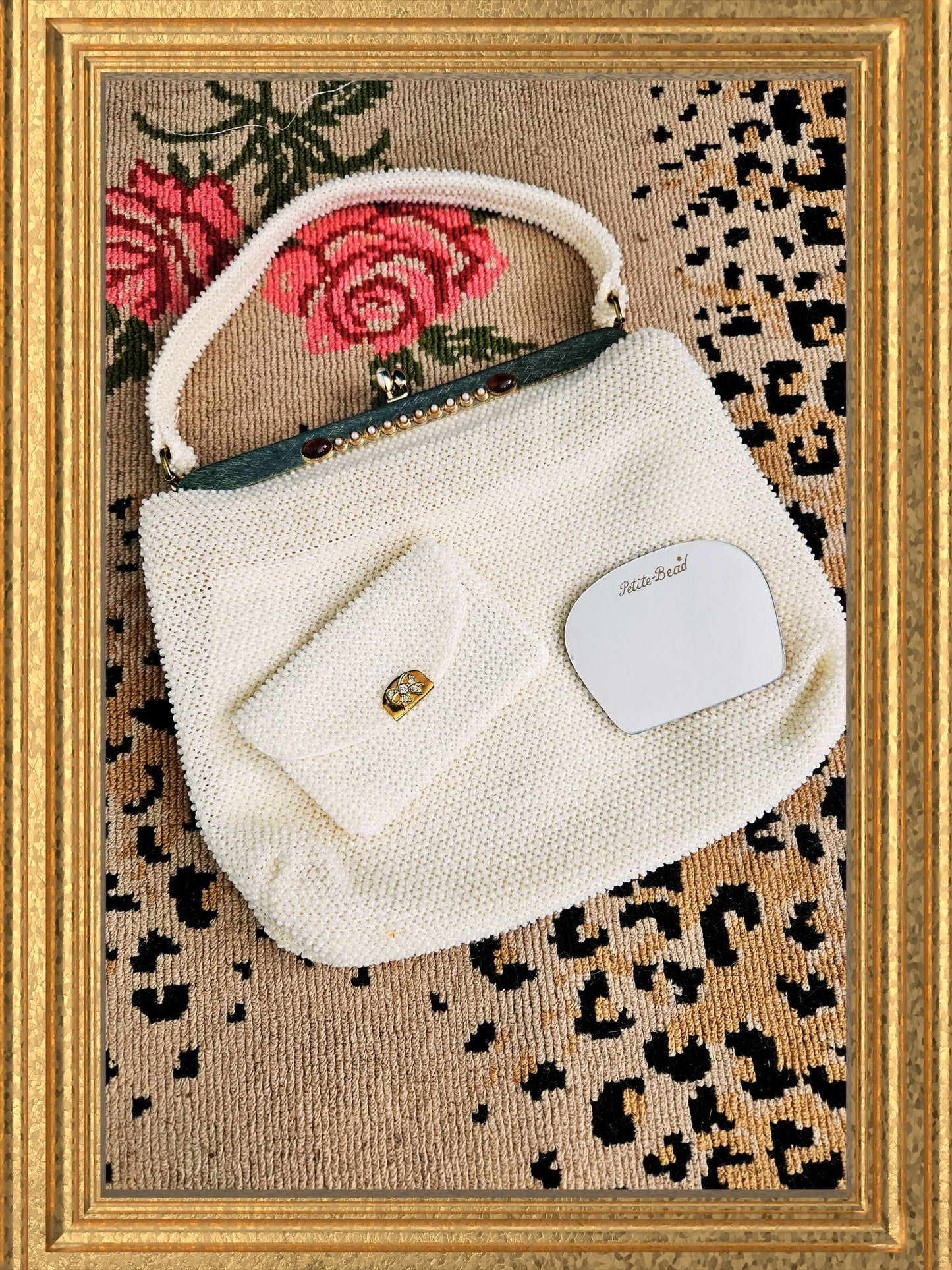 Style 2080 - Vintage Ivory Petite Bead Handbag