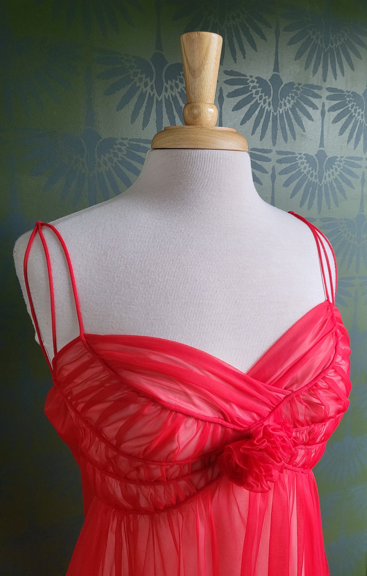 SOLD - Vintage 1950's-1960's Rogers Red Chiffon Negligee