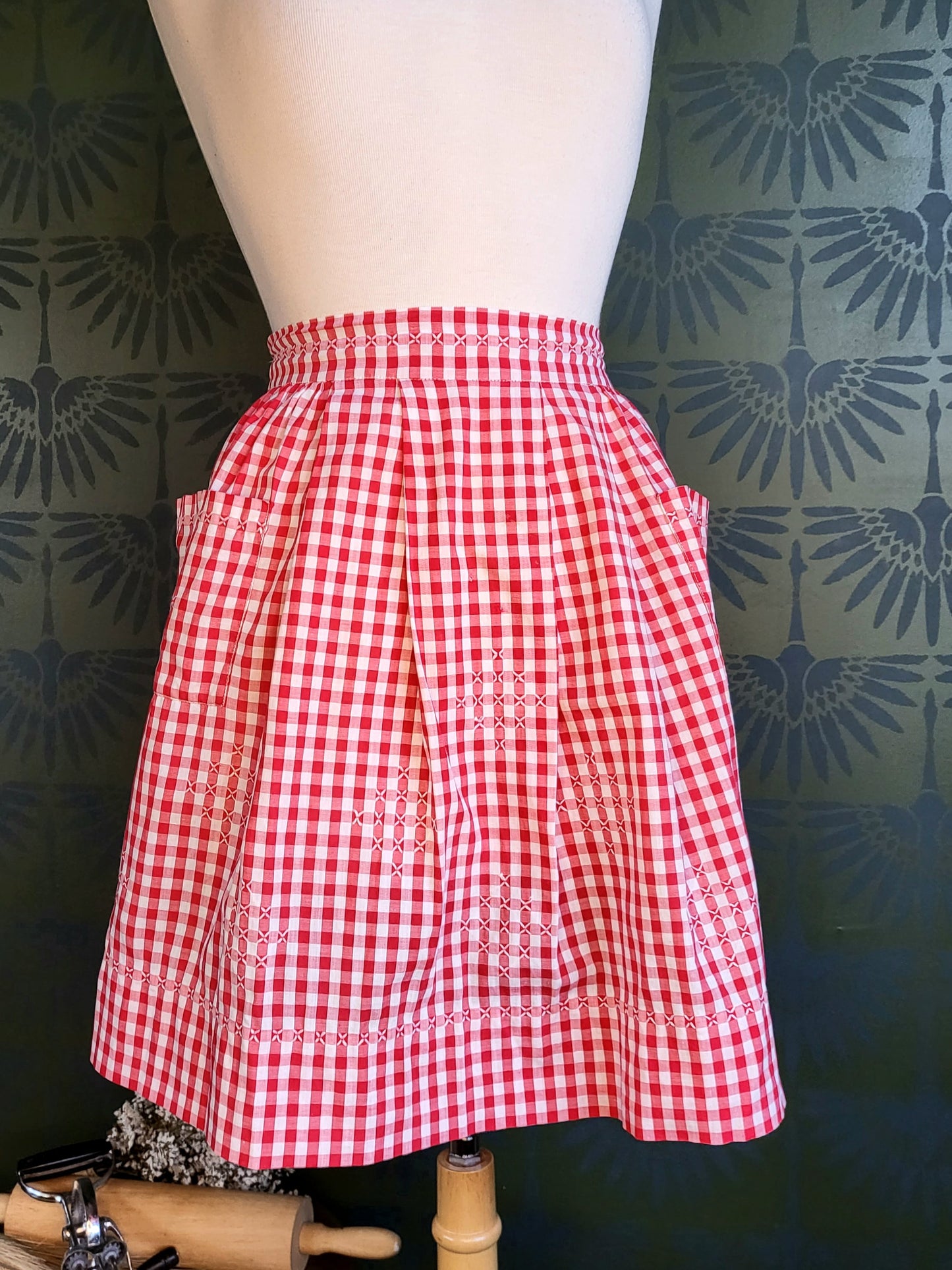 Apron 02 - Vintage Red Gingham Half Apron