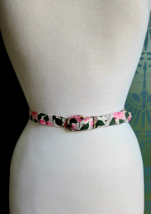 Vintage Lane Bryant "Dura Bac" Pink and Green Floral Belt