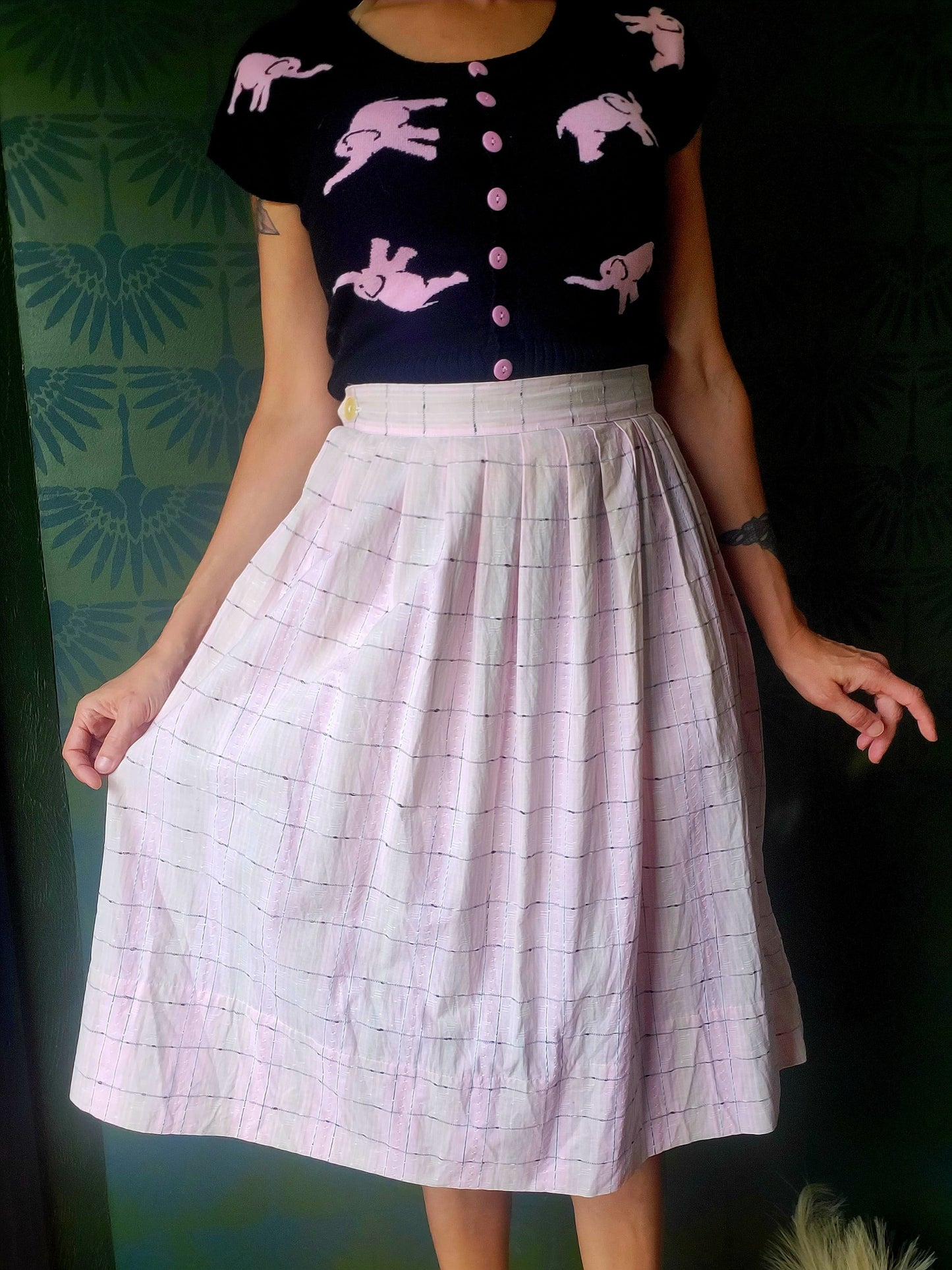 Vintage 1950's-1960's Pink Check Swing Skirt