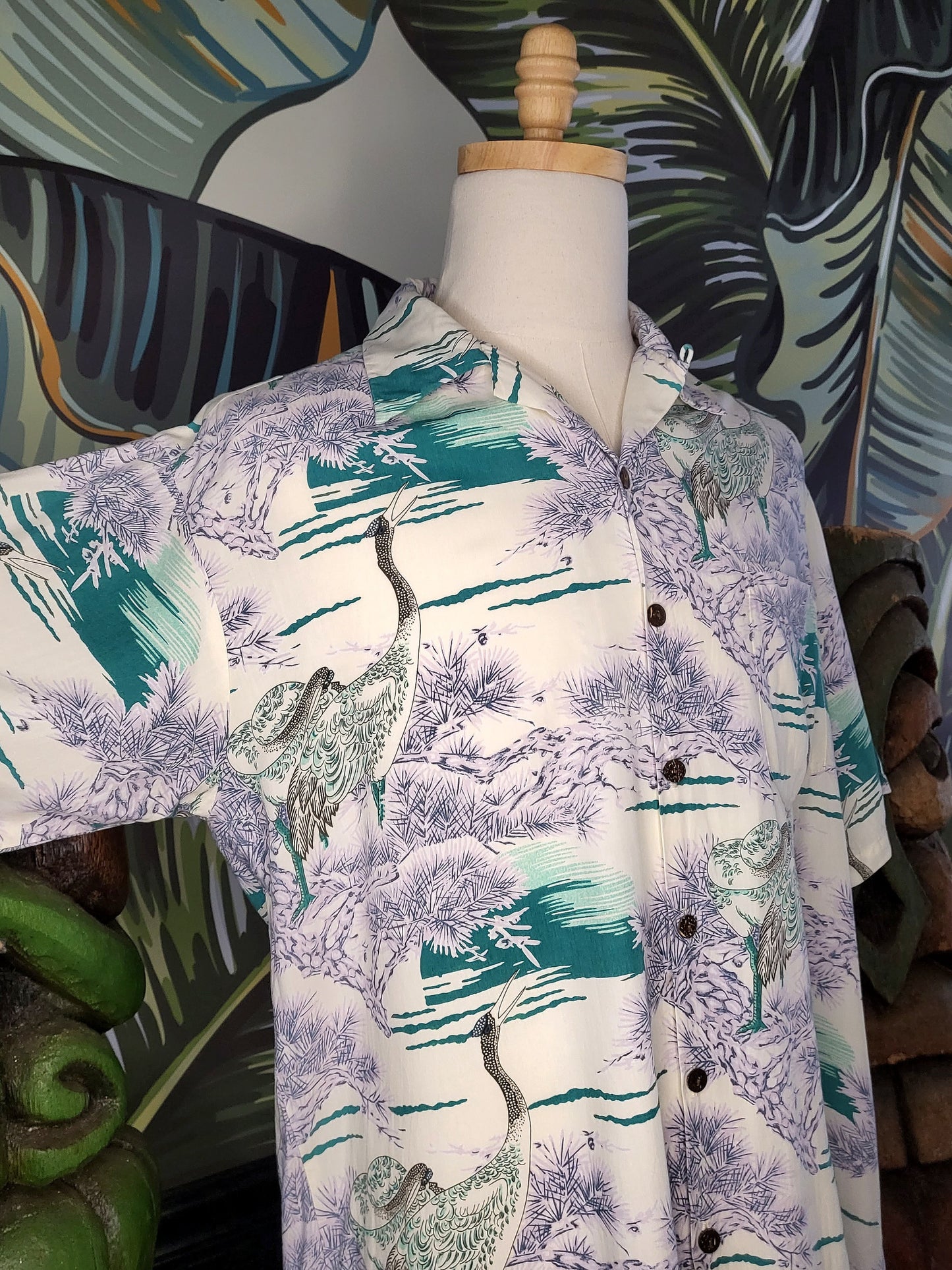 SOLD - Vintage "Pau Hana Hawai'i" Aloha Shirt with Birds - L