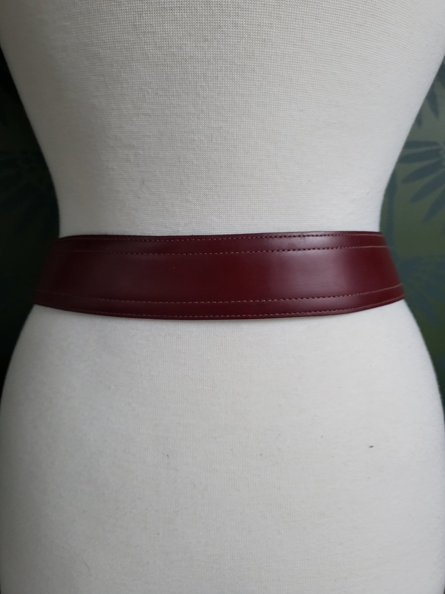 SOLD - Vintage Wide Burgundy Belt with Golden Buckle