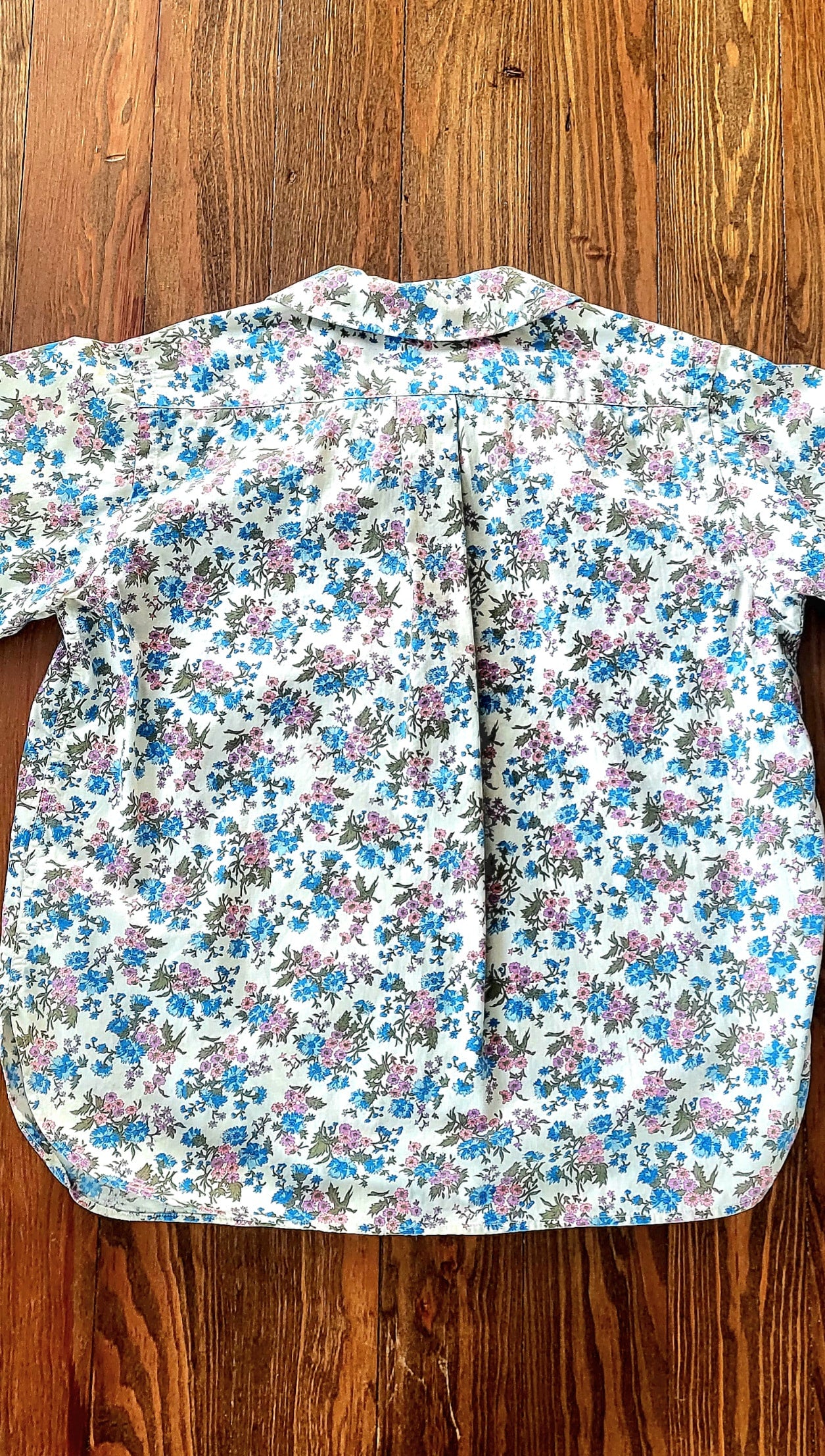 SOLD - Vintage 1950's-1960's Blue Floral Cotton Blouse