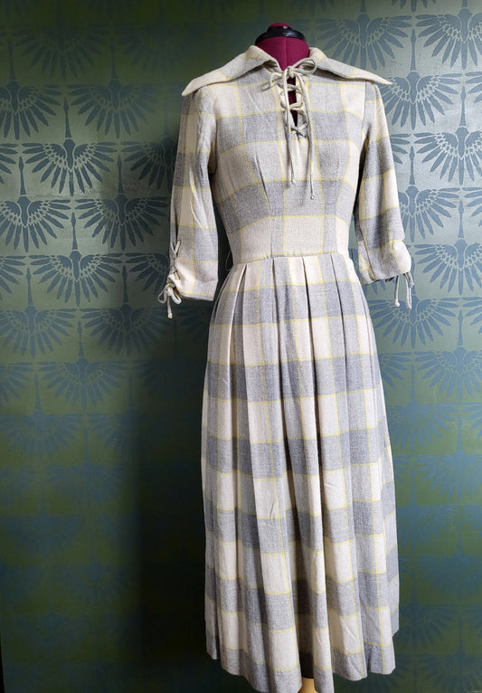 Vintage 1940's - 1950's Carol King Fashions Wool Plaid Dress