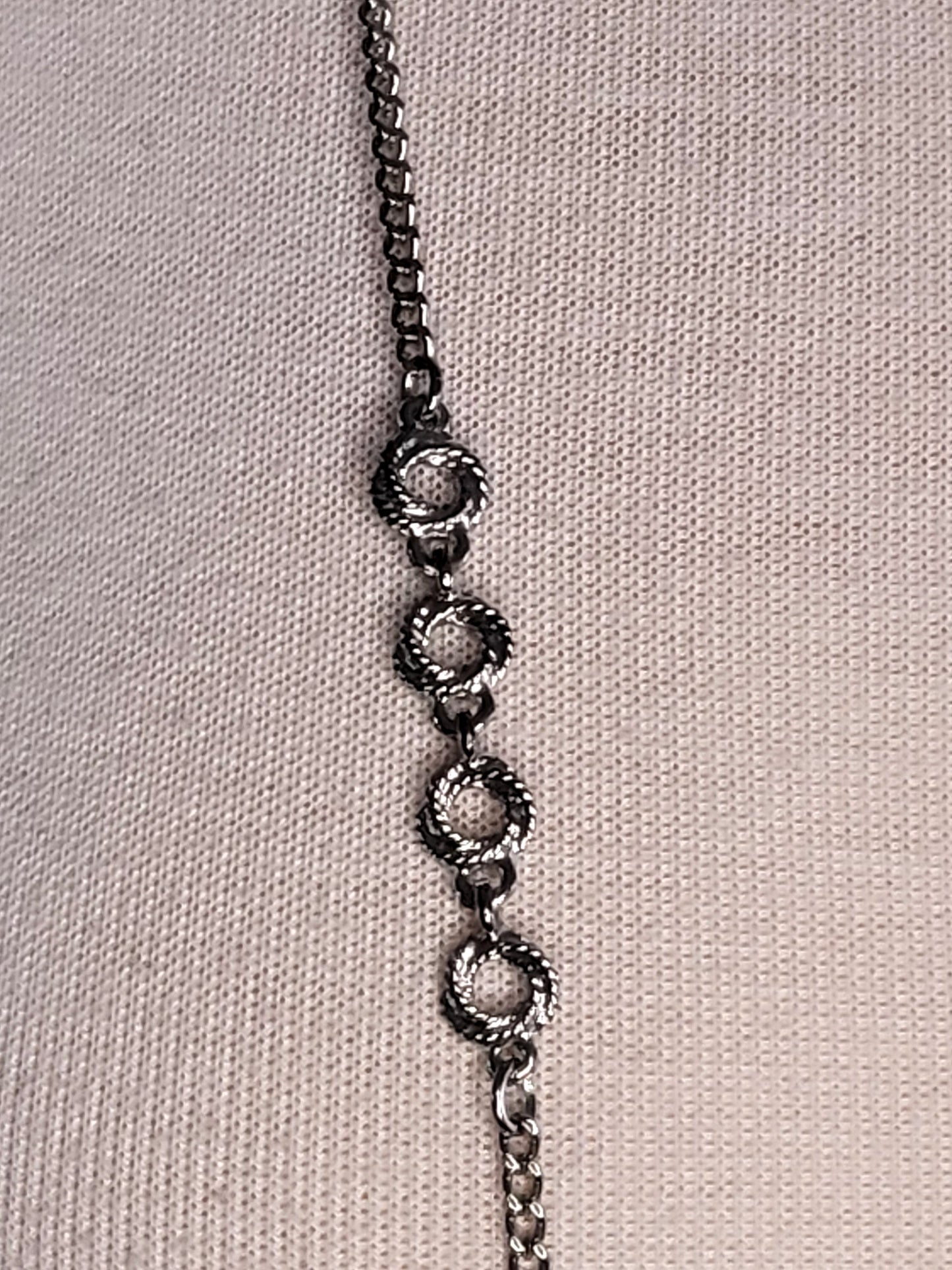 Vintage Long Silvertone Chain Necklace