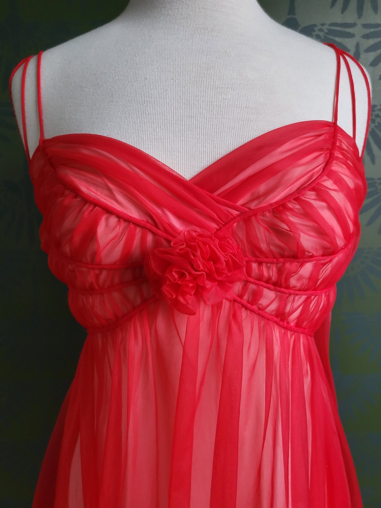 SOLD - Vintage 1950's-1960's Rogers Red Chiffon Negligee