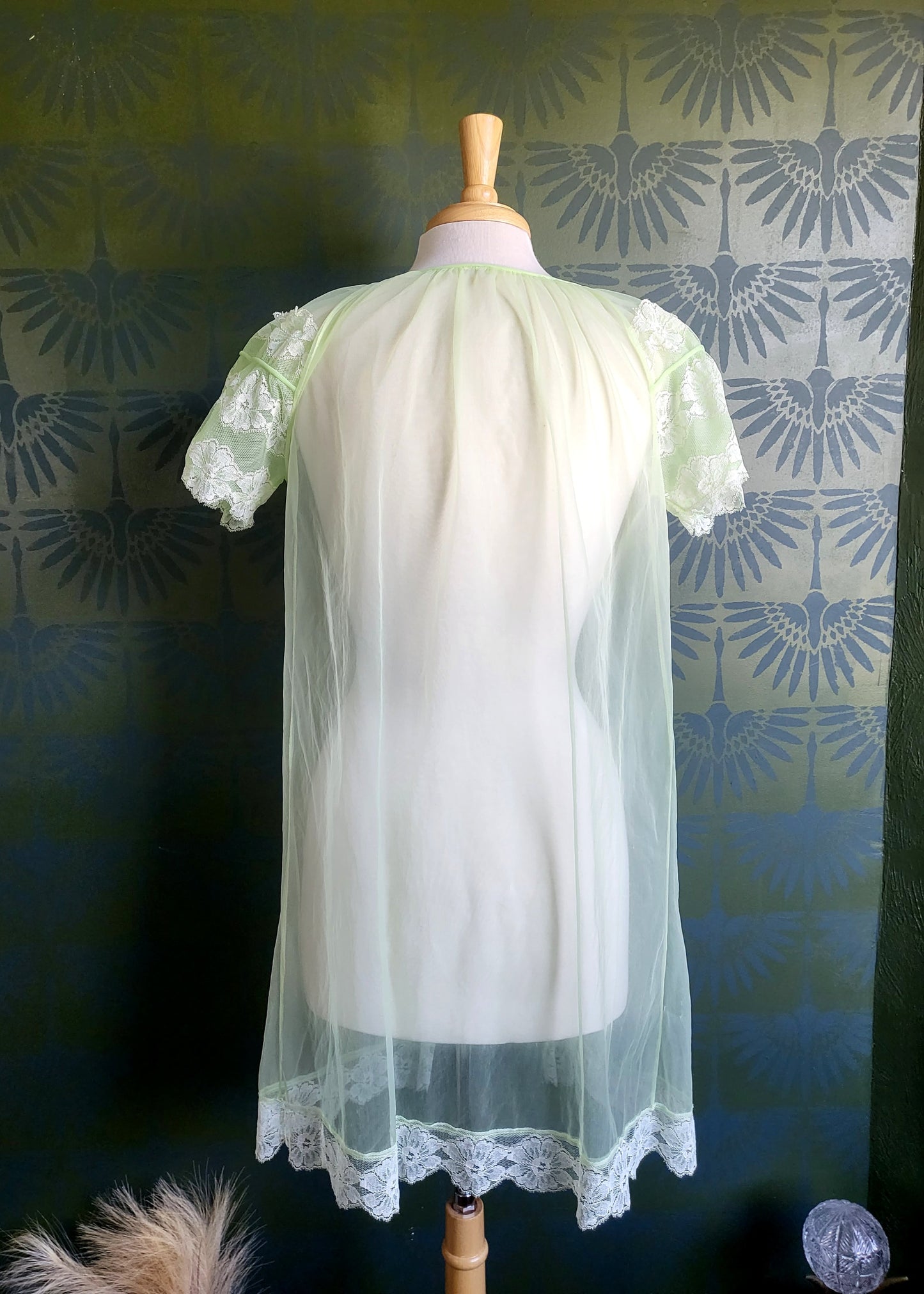 SOLD - Vintage Lime Green Negligee Robe