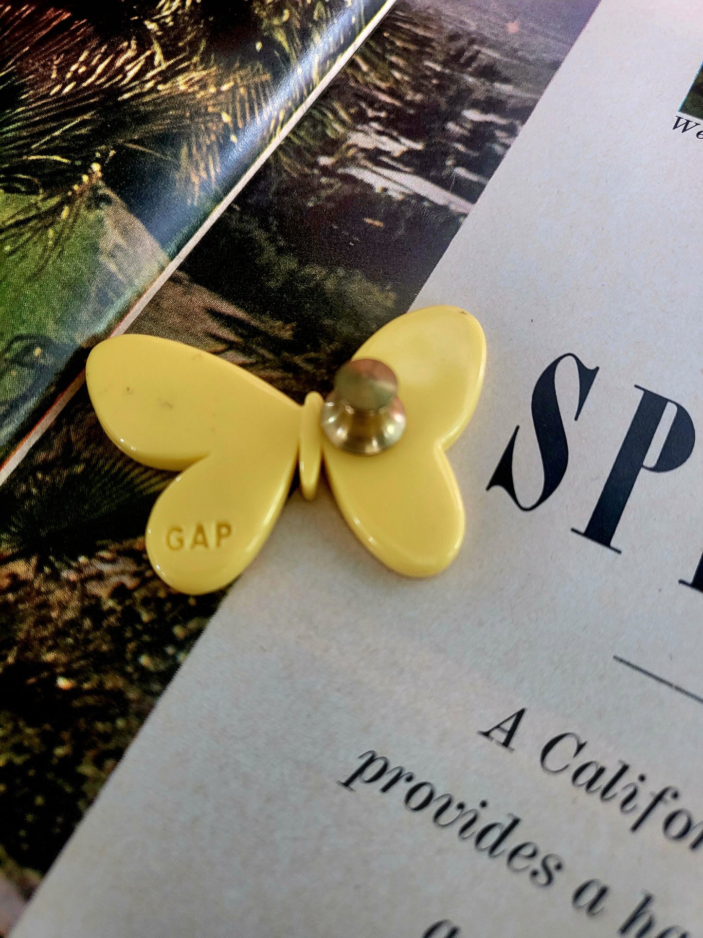 Vintage Gap Striped Butterfly Pin - Yellow