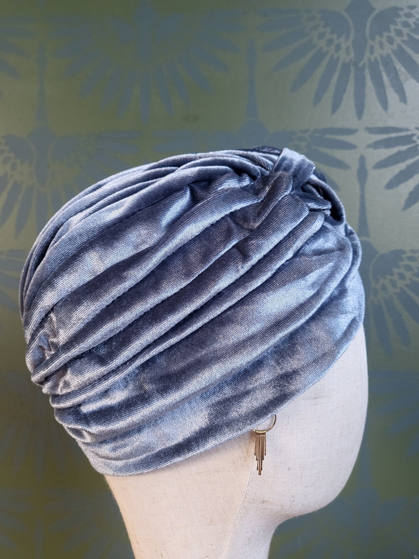 HAT65 - Velvet Turban -Blue Ice