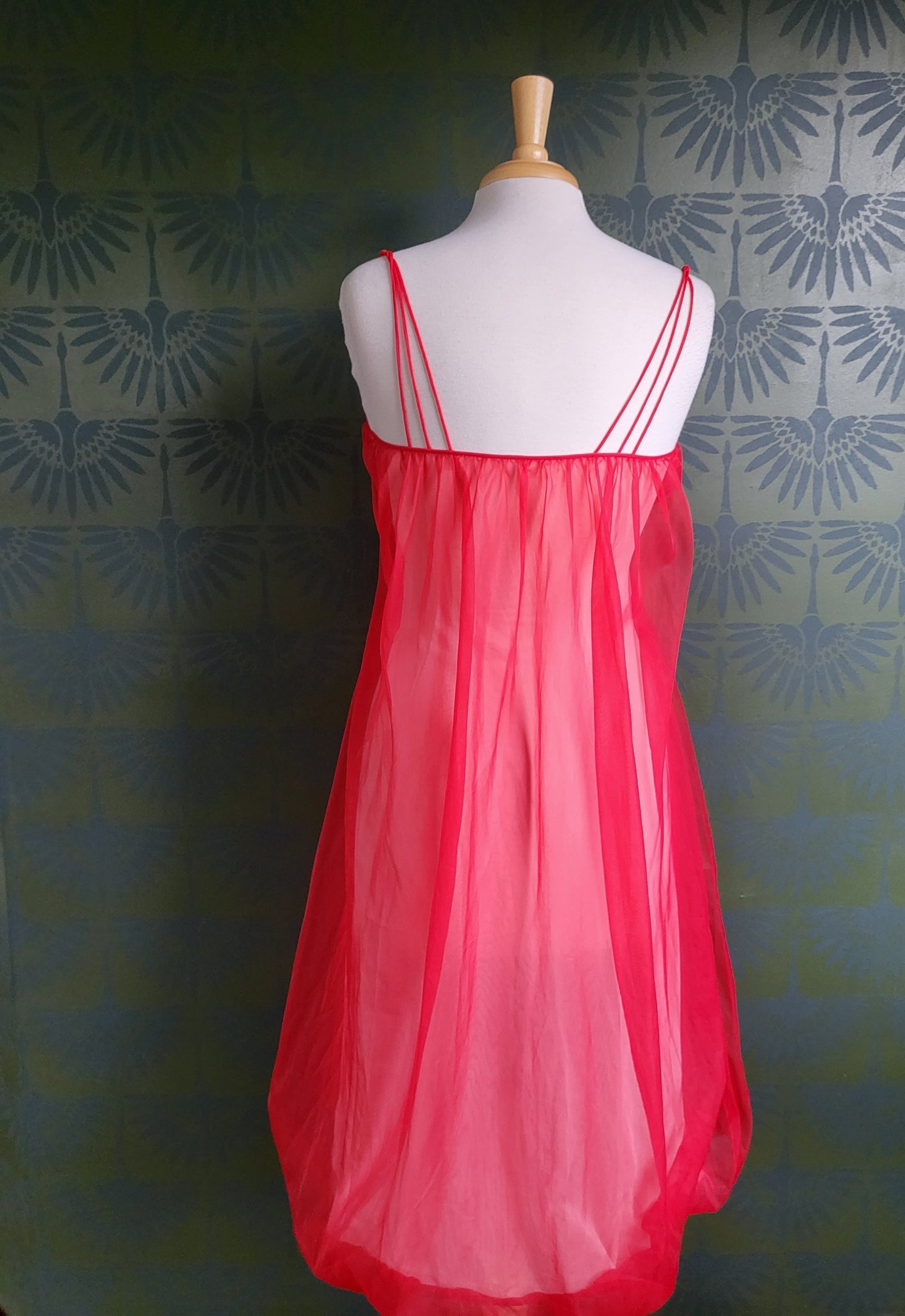 SOLD - Vintage 1950's-1960's Rogers Red Chiffon Negligee