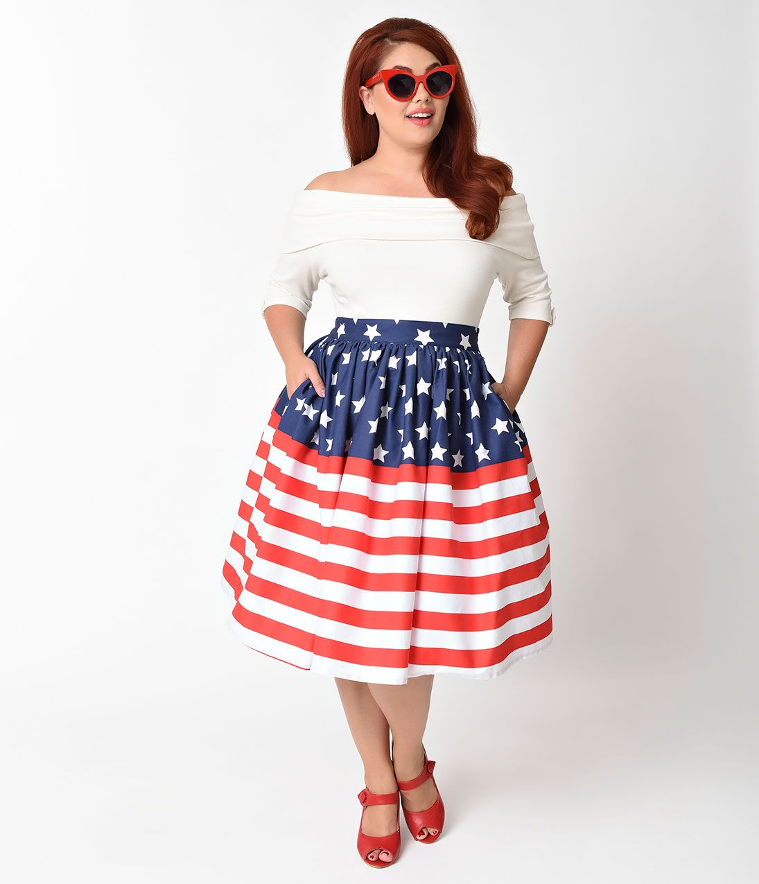 Stars and Stripes Flag Swing Skirt