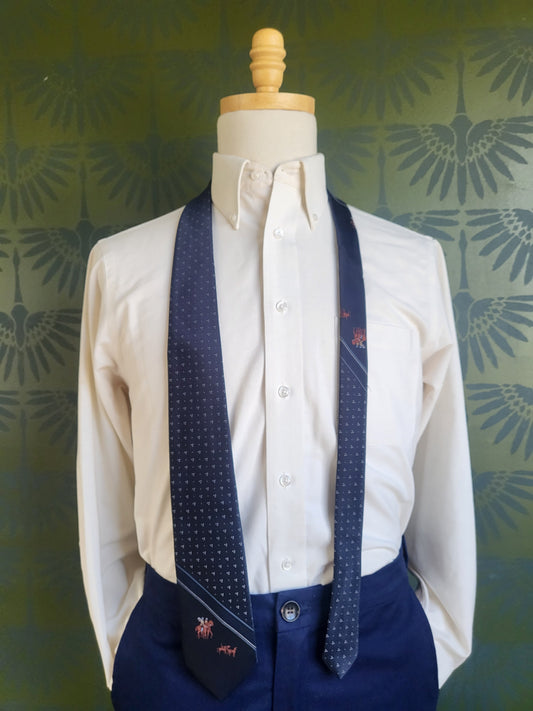 Vintage Navy Dot with Polo Player Necktie