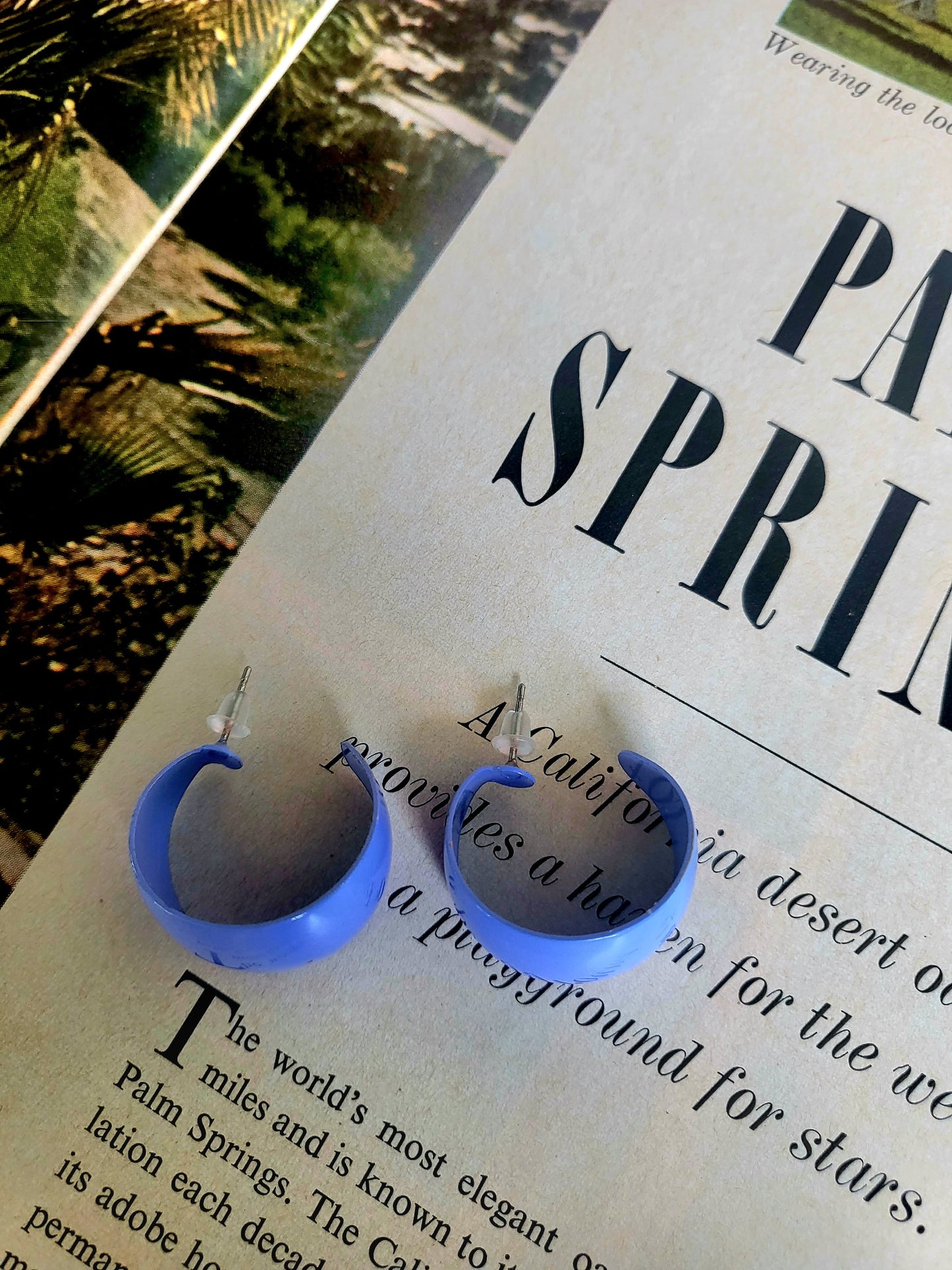 Vintage Periwinkle Wide Hoop Earrings (Pierced)