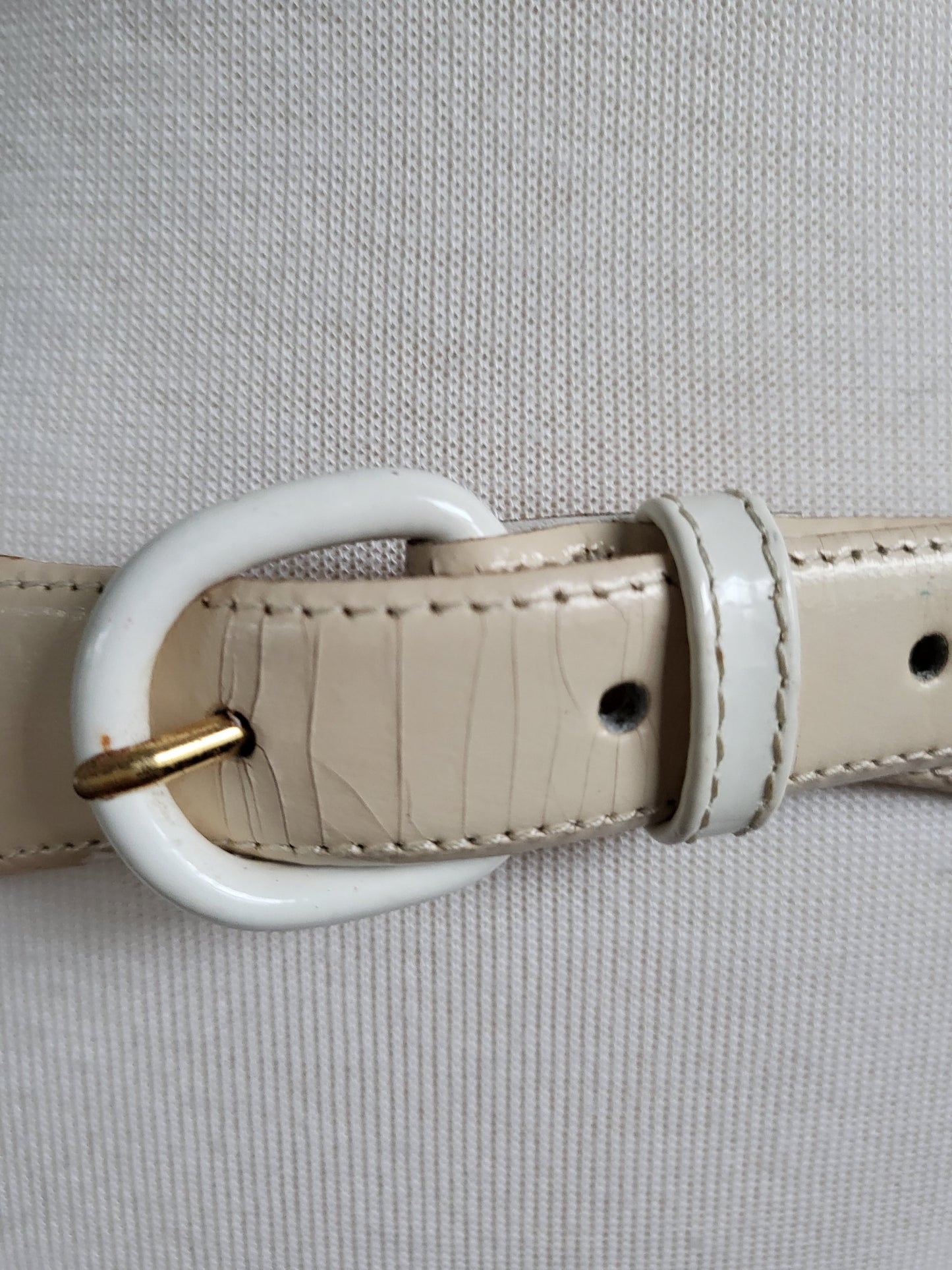 Vintage "Rodier" Black and Ivory Leather Deco Style Belt