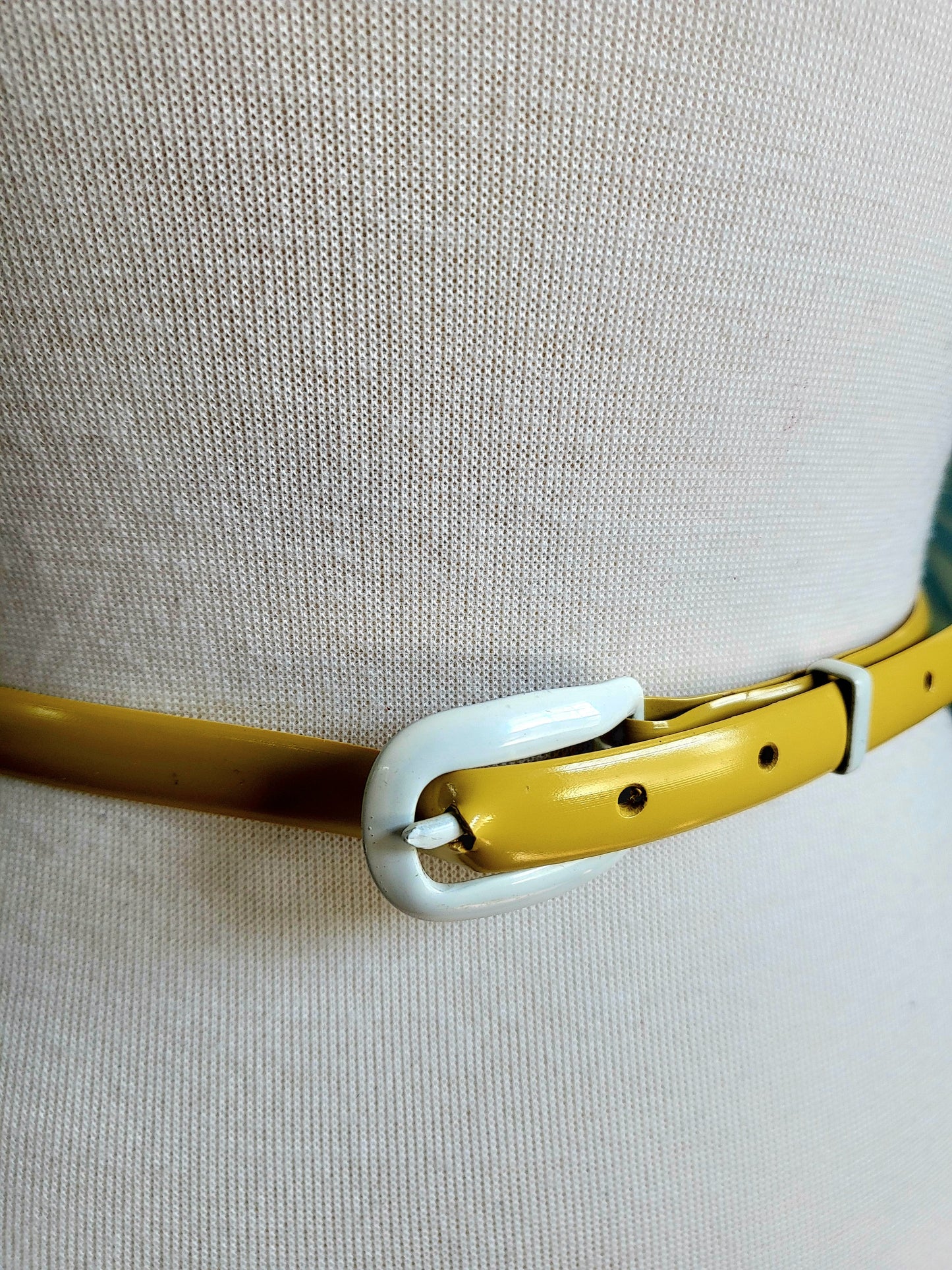 Vintage Yellow Belt with White Buckle