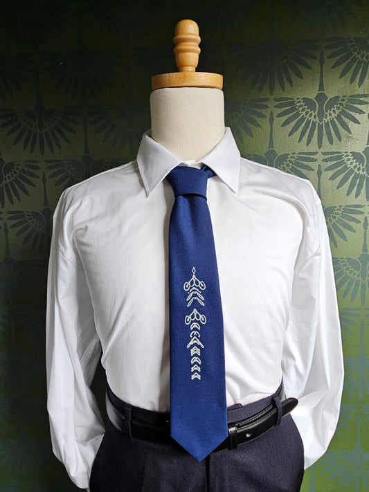 STYLE 3033 - Vintage 1950's Navy Hand Painted Neck Tie