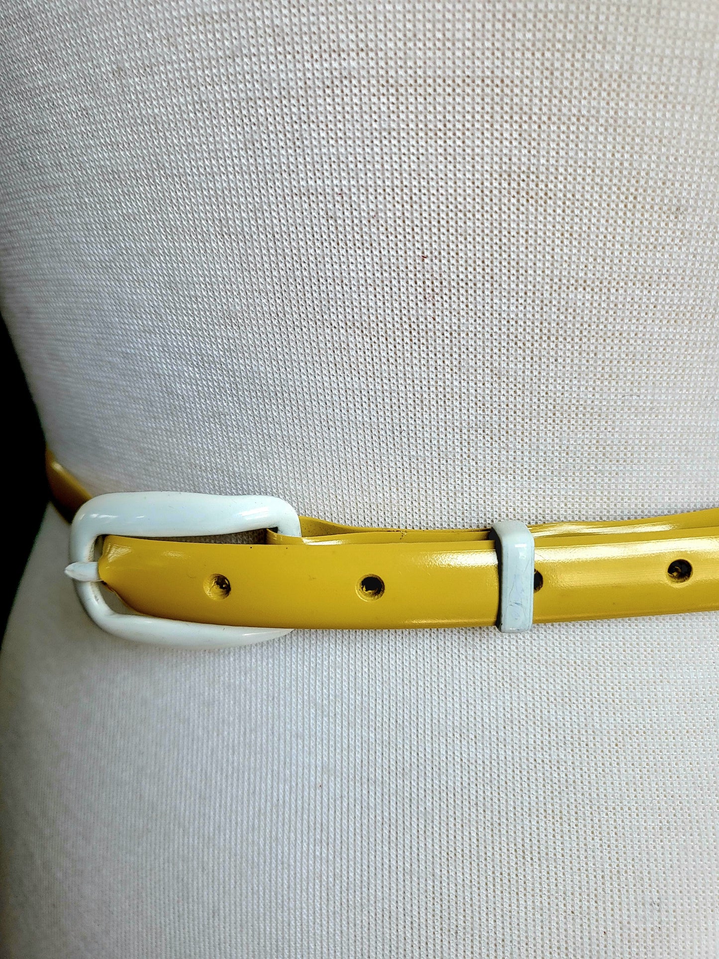 Vintage Yellow Belt with White Buckle