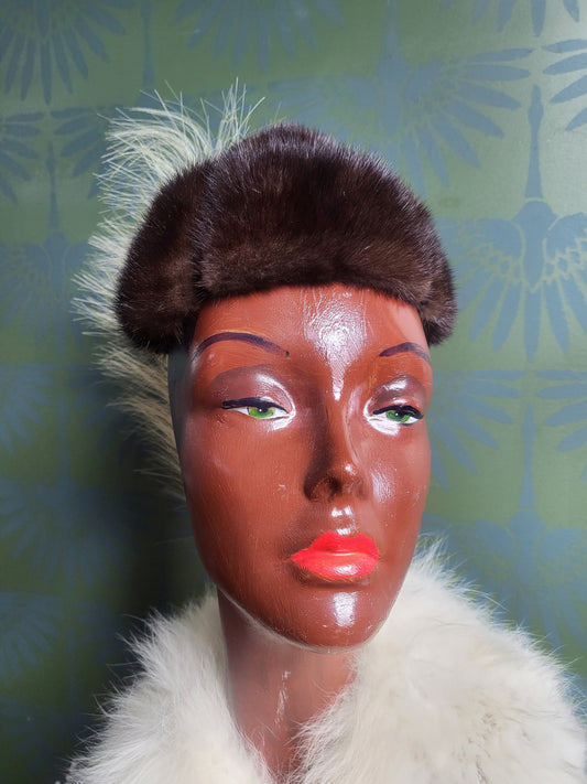 HAT78 - Vintage 1950's-1960's "Esther Pomerantz Fashions" Mink Cap