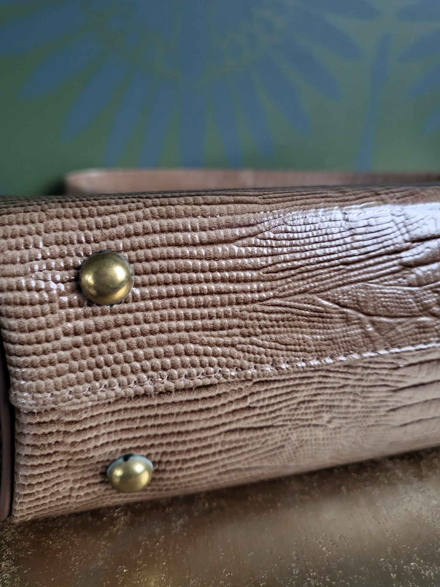 Vintage 1960's Faux Lizard Handbag- Light Brown