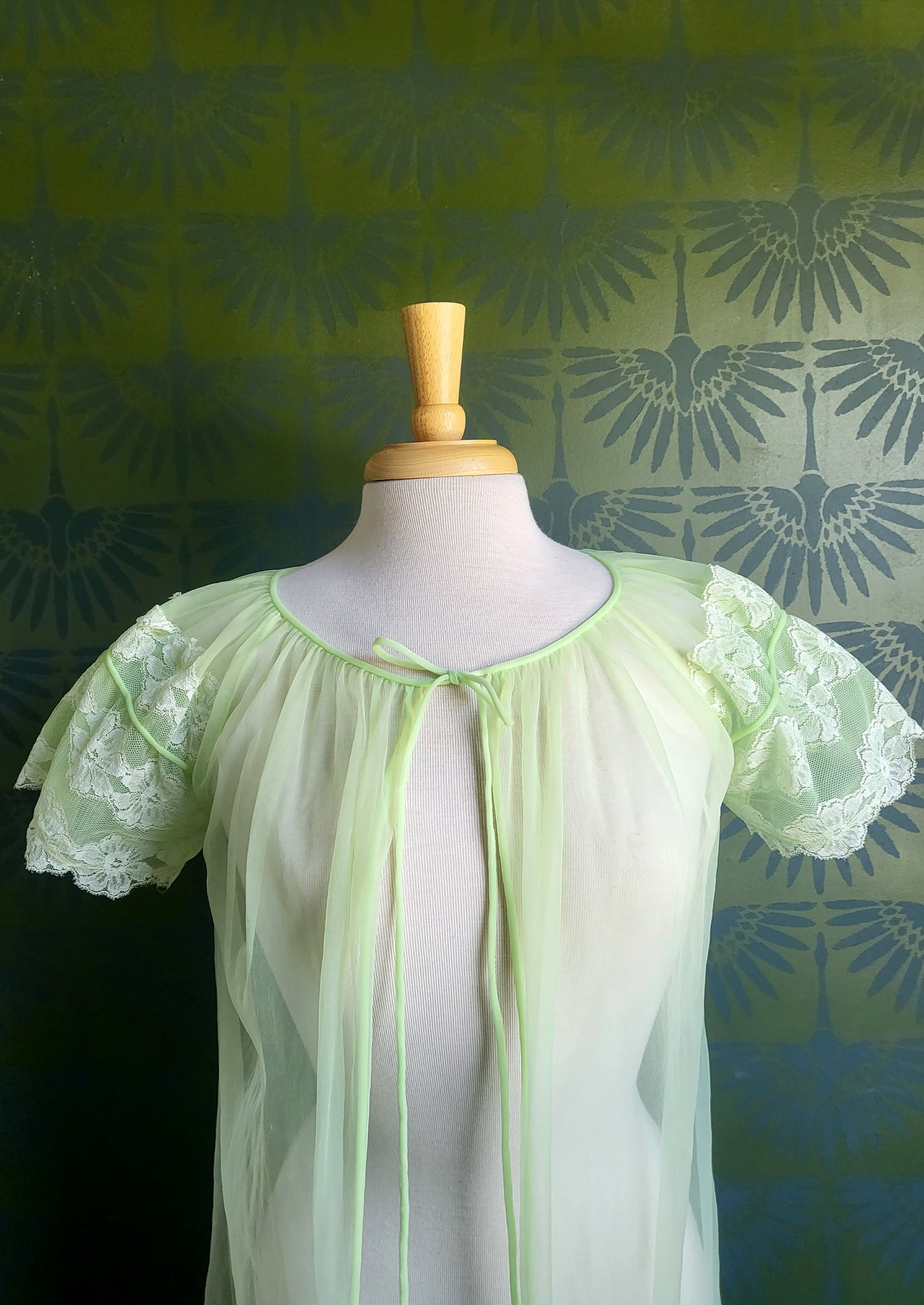 SOLD - Vintage Lime Green Negligee Robe