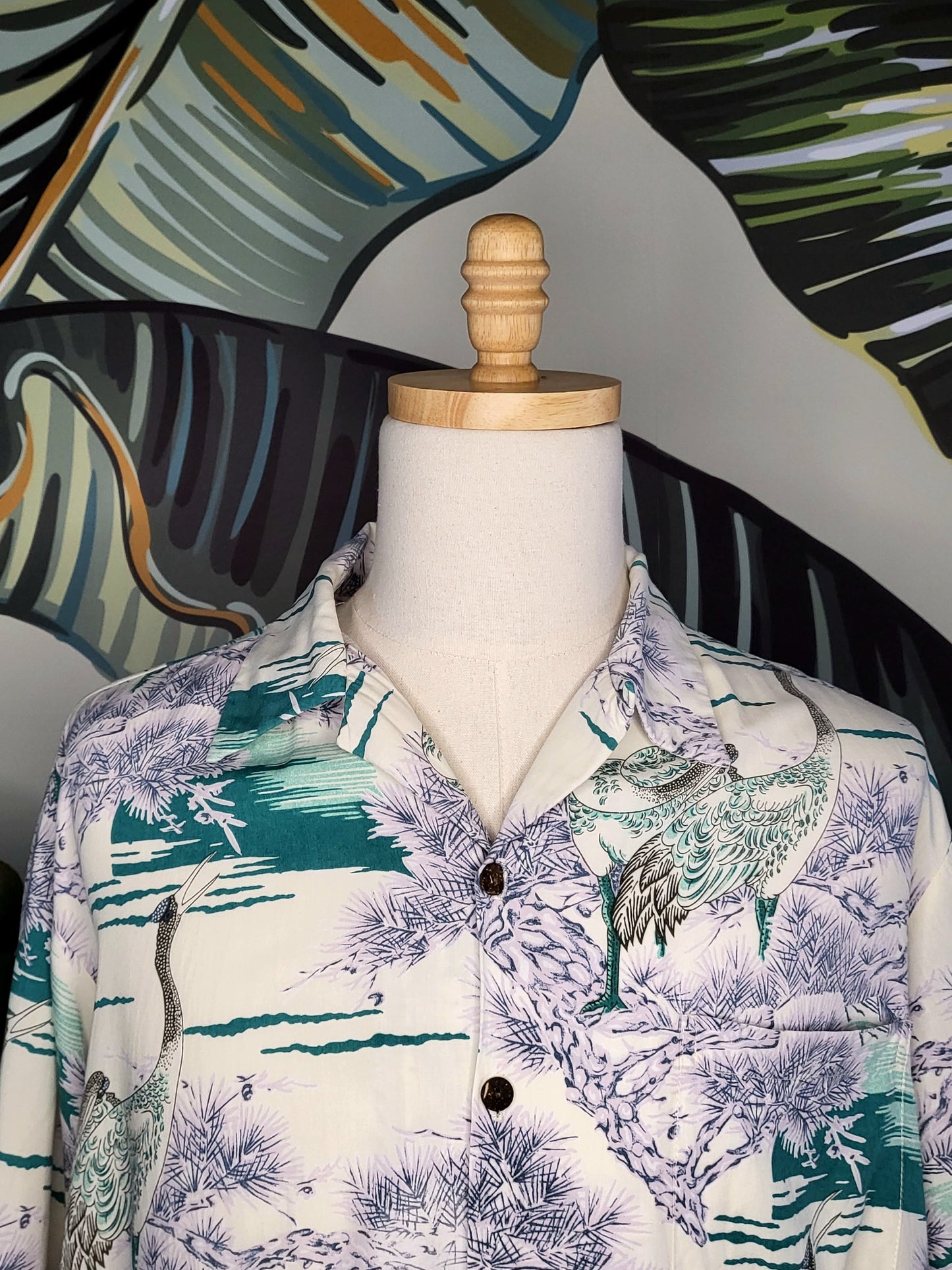 SOLD - Vintage "Pau Hana Hawai'i" Aloha Shirt with Birds - L